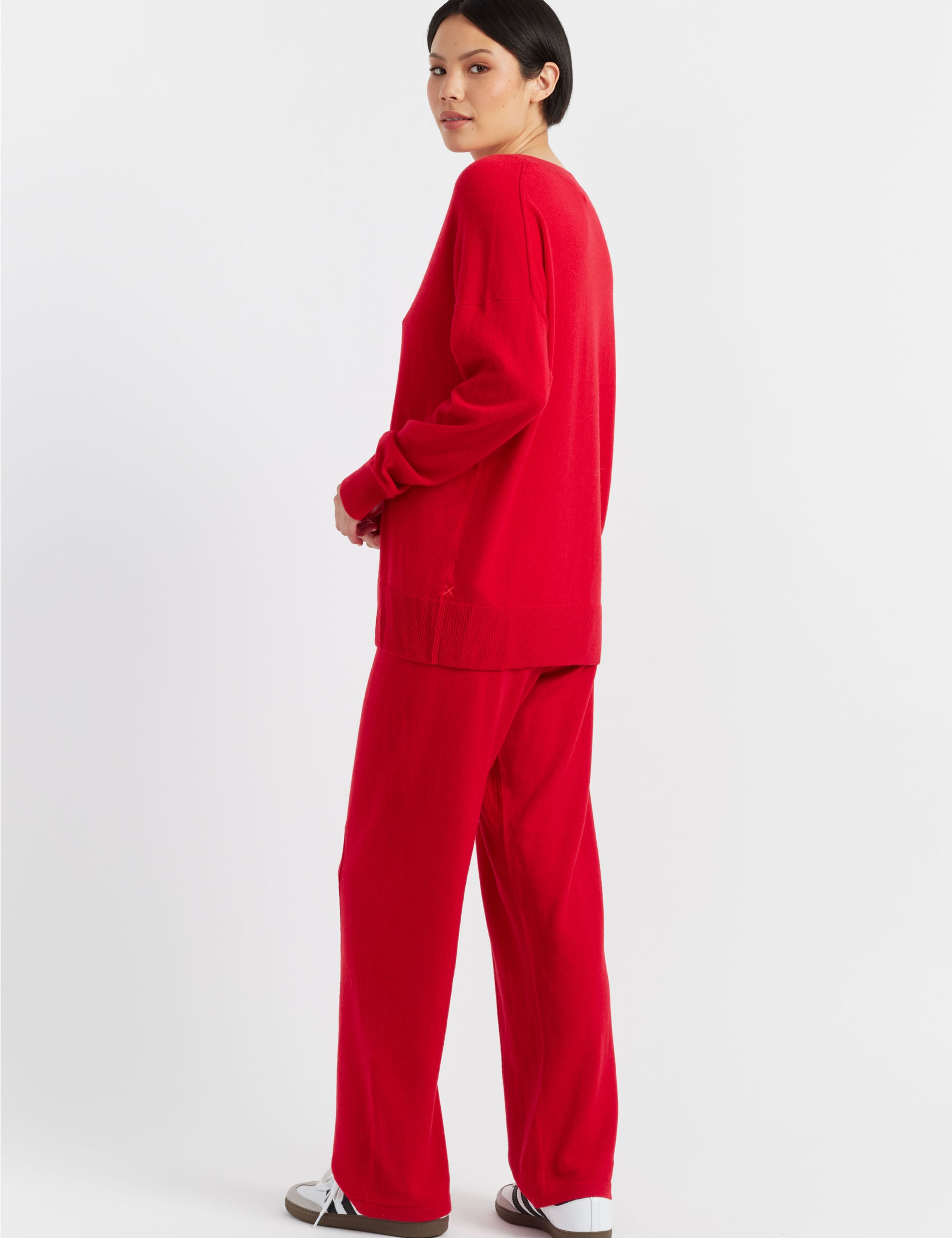 Wool Rich Wide Leg Relaxed Joggers with Cashmere 3 of 3