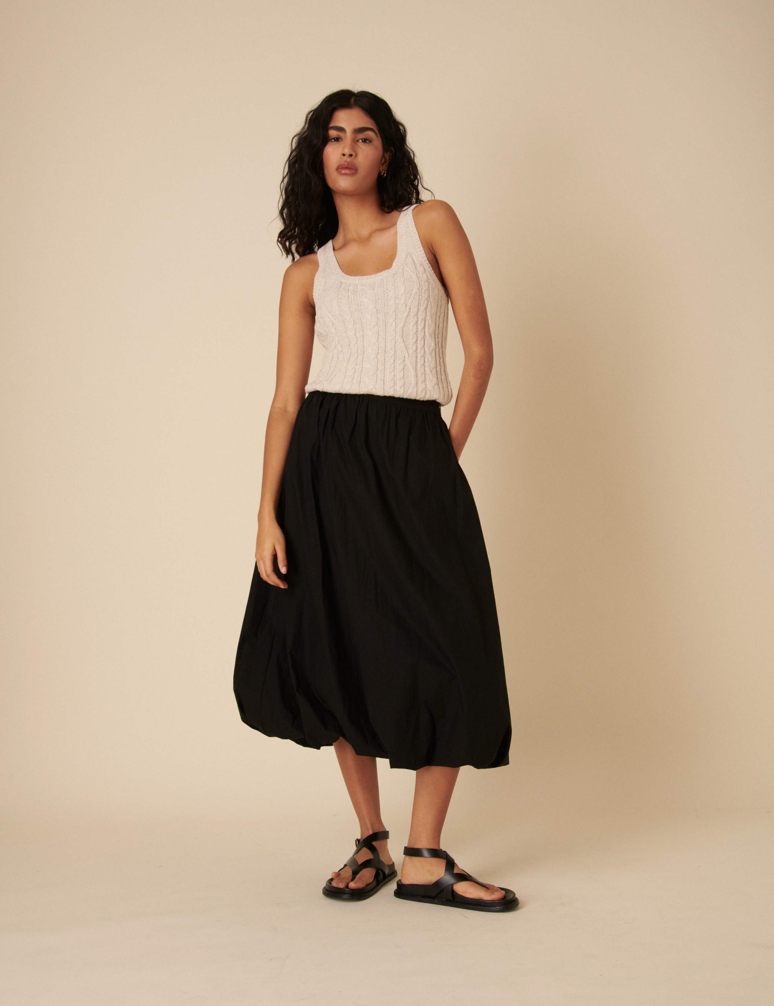 Pure Cotton Bubble Hem Midi Circle Skirt 5 of 5