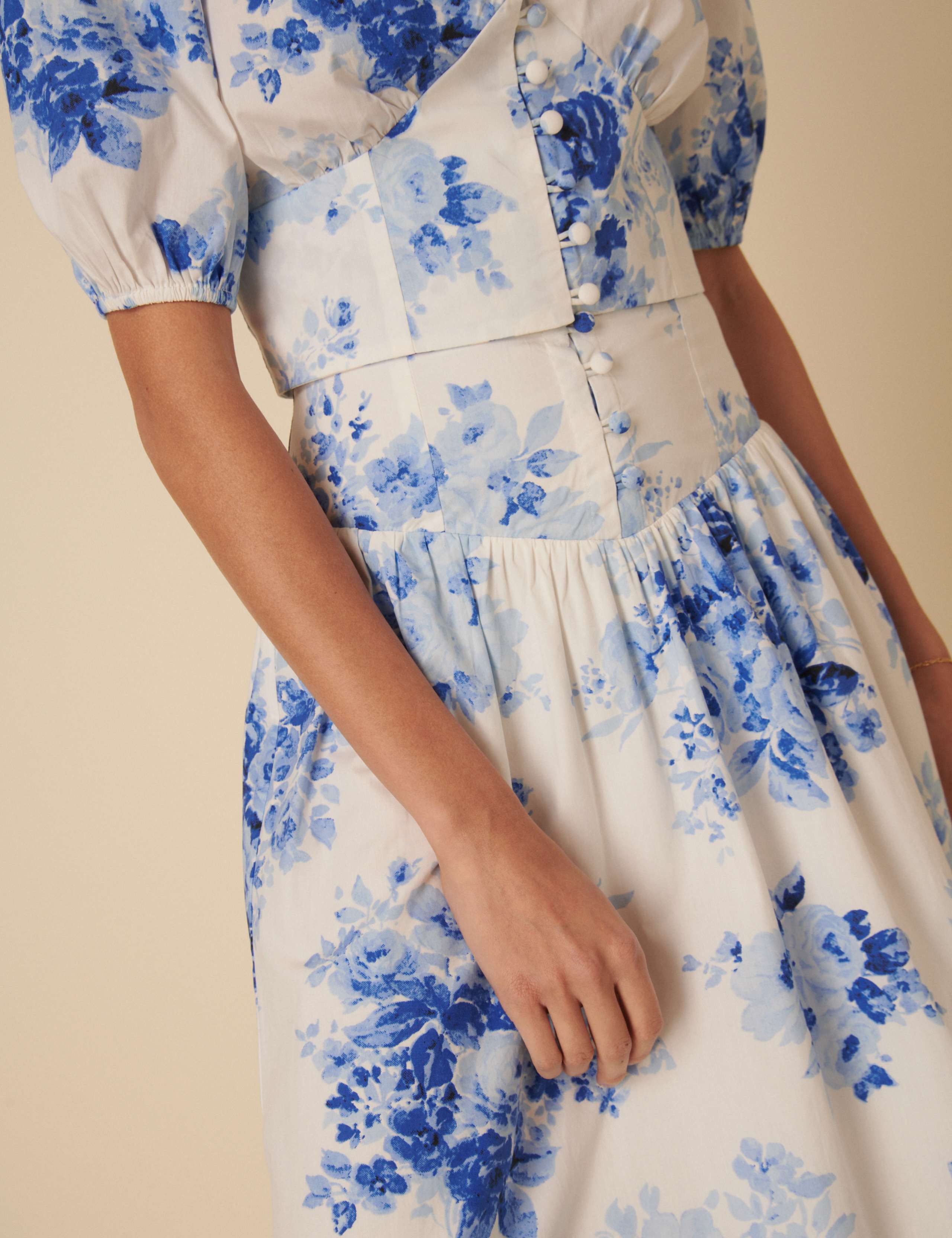 Pure Cotton Floral Midaxi A-Line Skirt 4 of 5