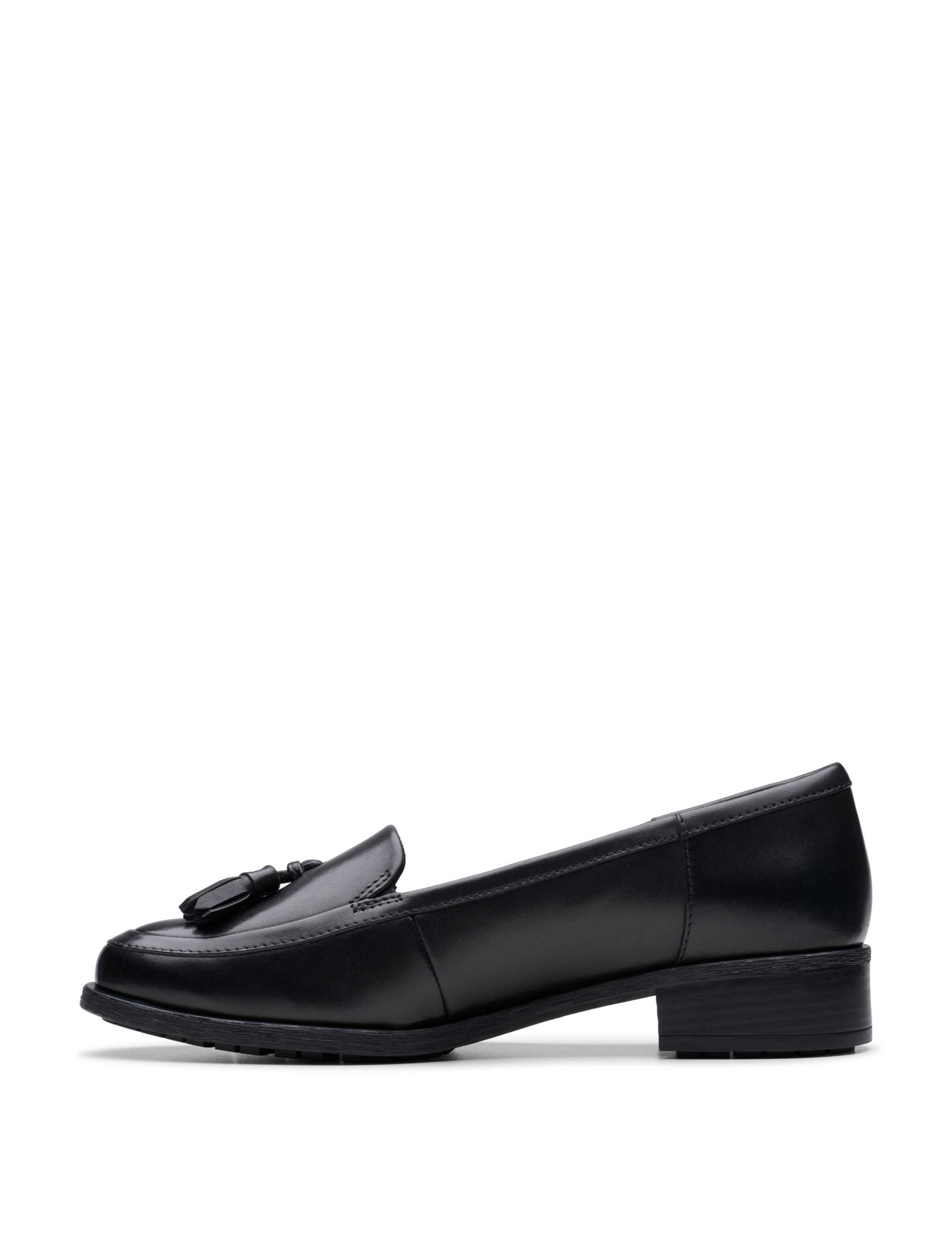 Leather Tassel Block Heel Loafers 3 of 7