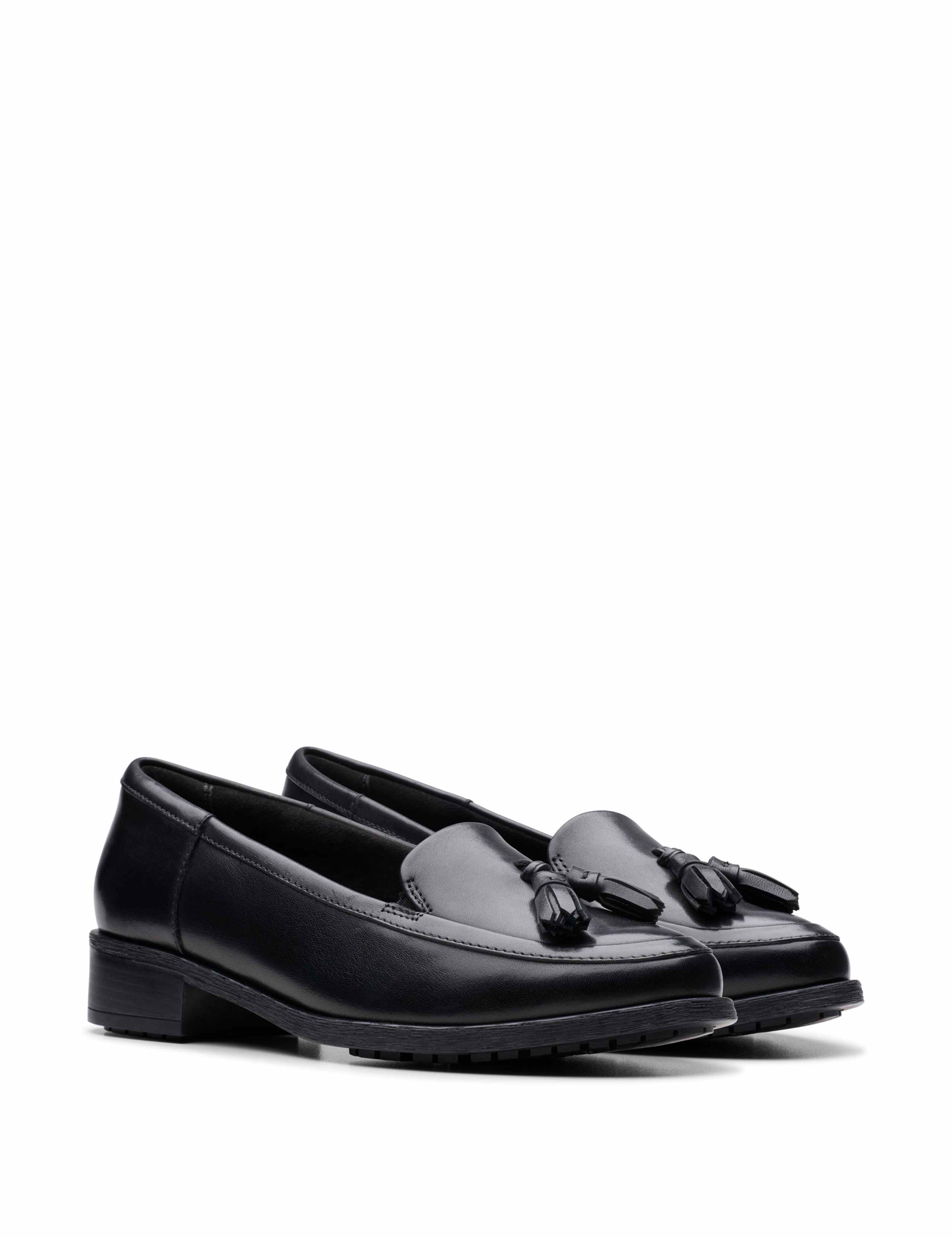 Leather Tassel Block Heel Loafers 5 of 7