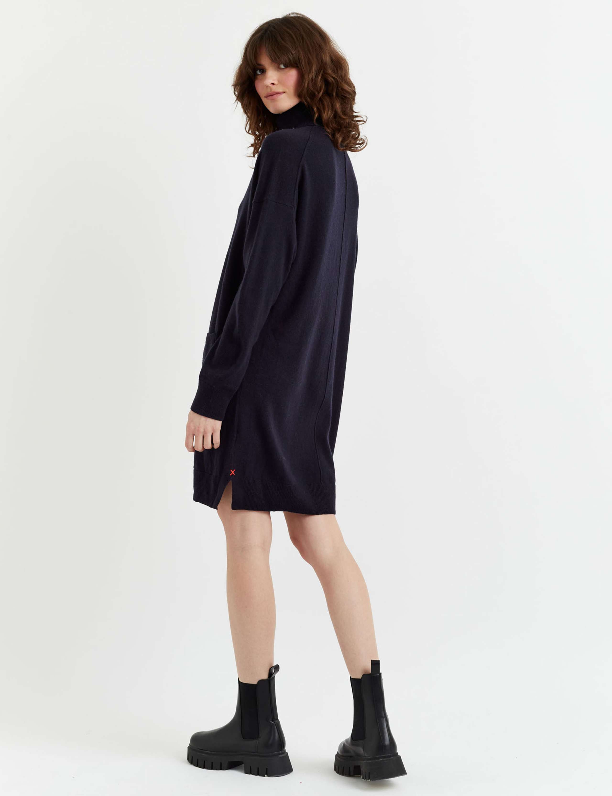 Wool Rich Knitted Roll Neck Mini Dress with Cashmere 2 of 3