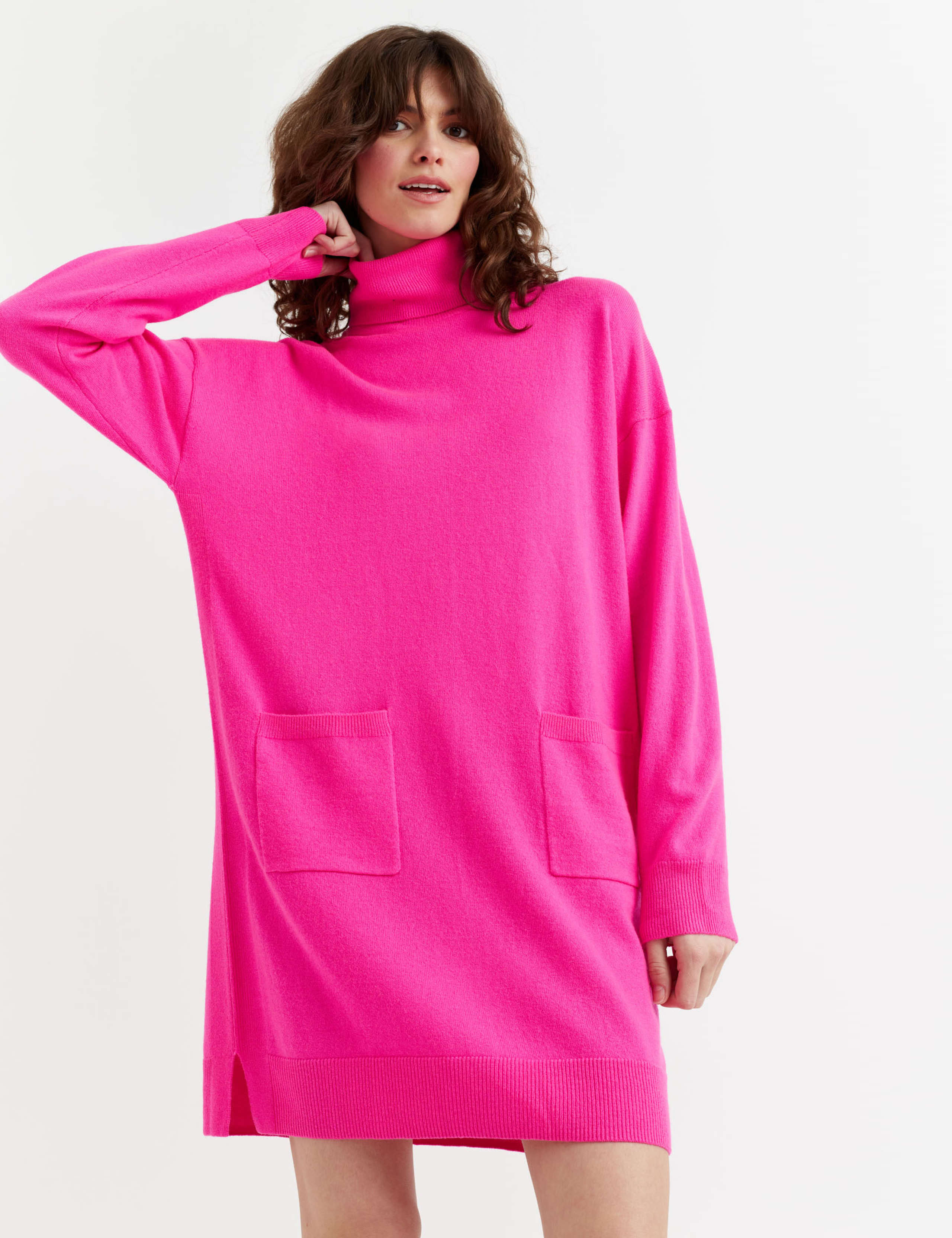 Wool Rich Knitted Roll Neck Mini Dress with Cashmere 2 of 3