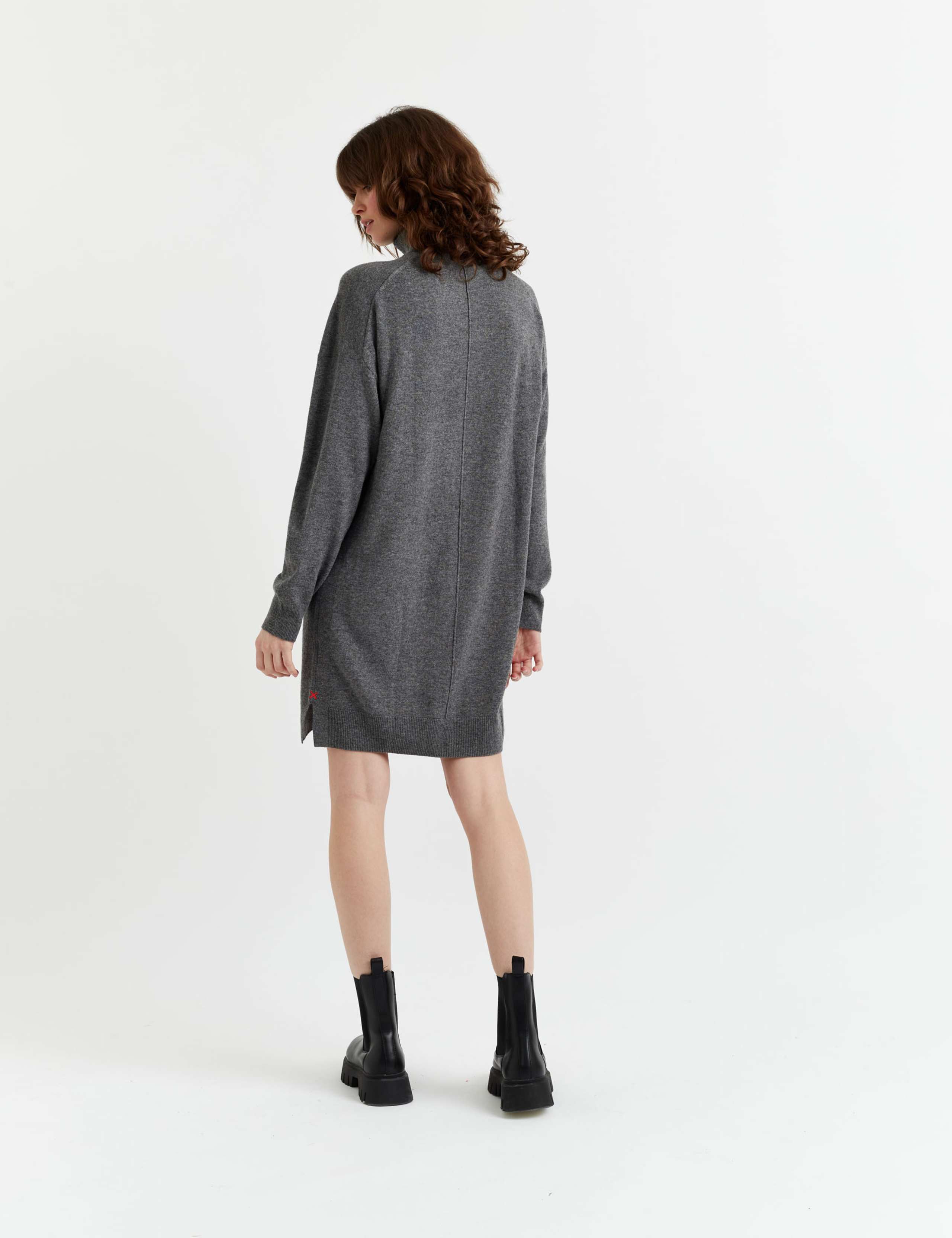 Wool Rich Knitted Roll Neck Mini Dress with Cashmere 3 of 3