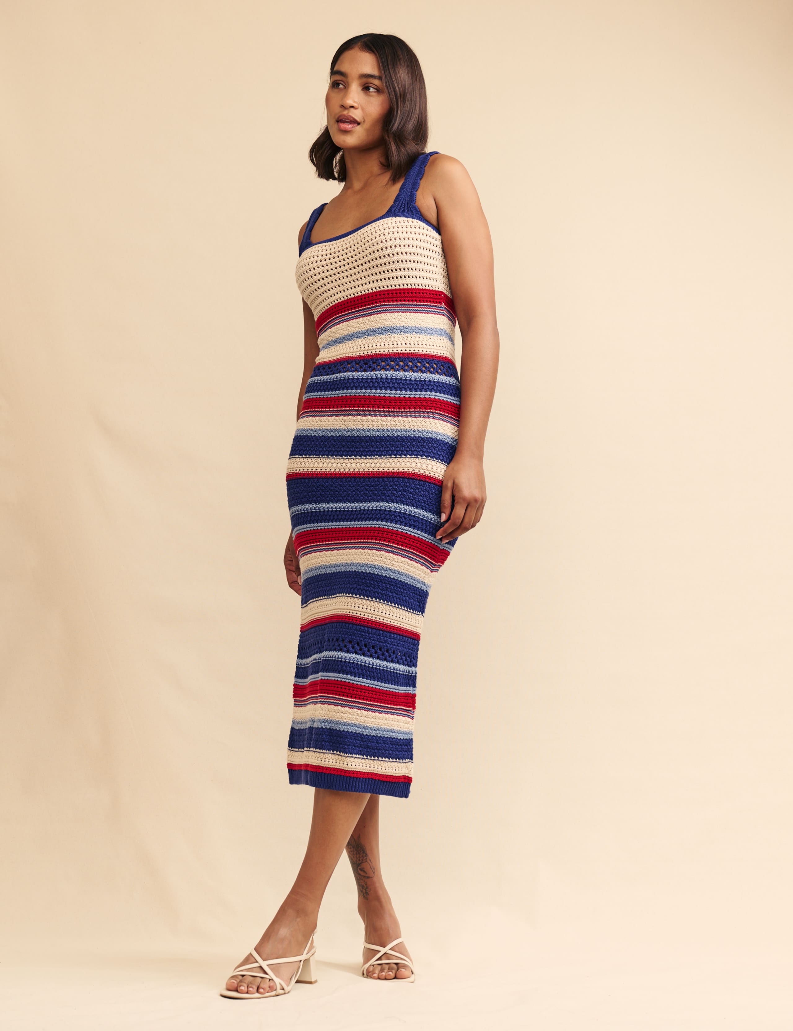 Pure Cotton Striped Knitted Bodycon Dress 1 of 7