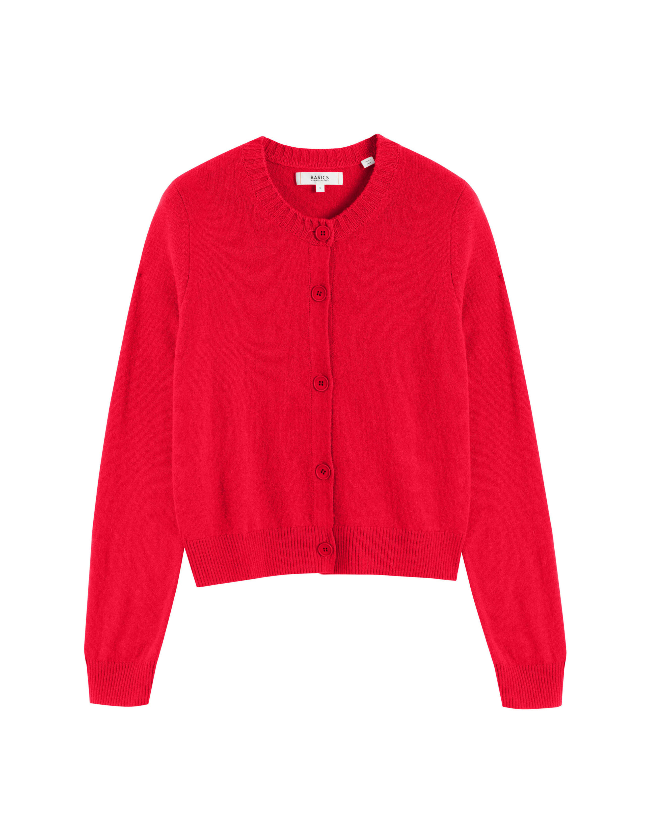 Wool Rich Crew Neck Cardigan with Cashmere 2 of 3