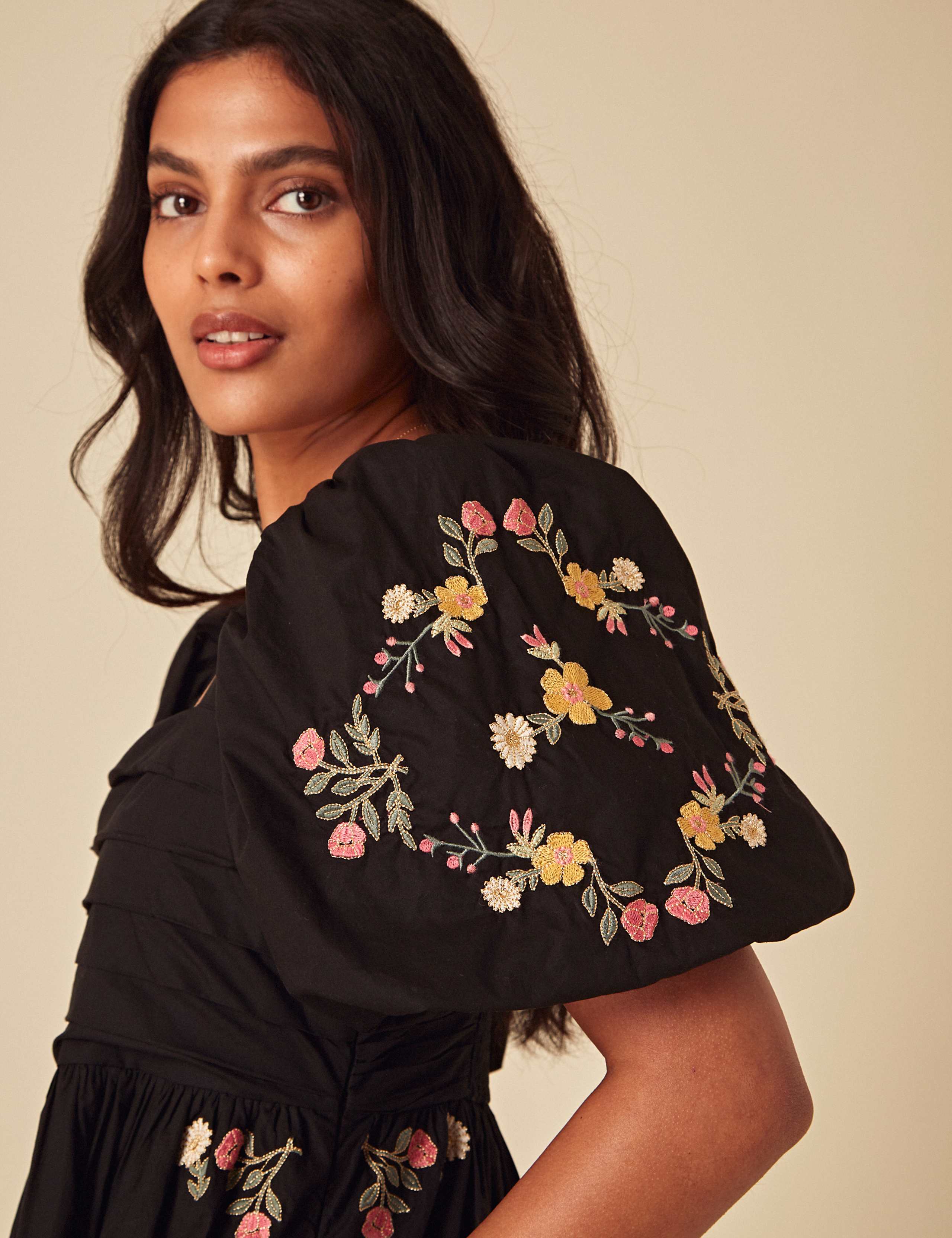 Pure Cotton Embroidered Midi Dress 3 of 4
