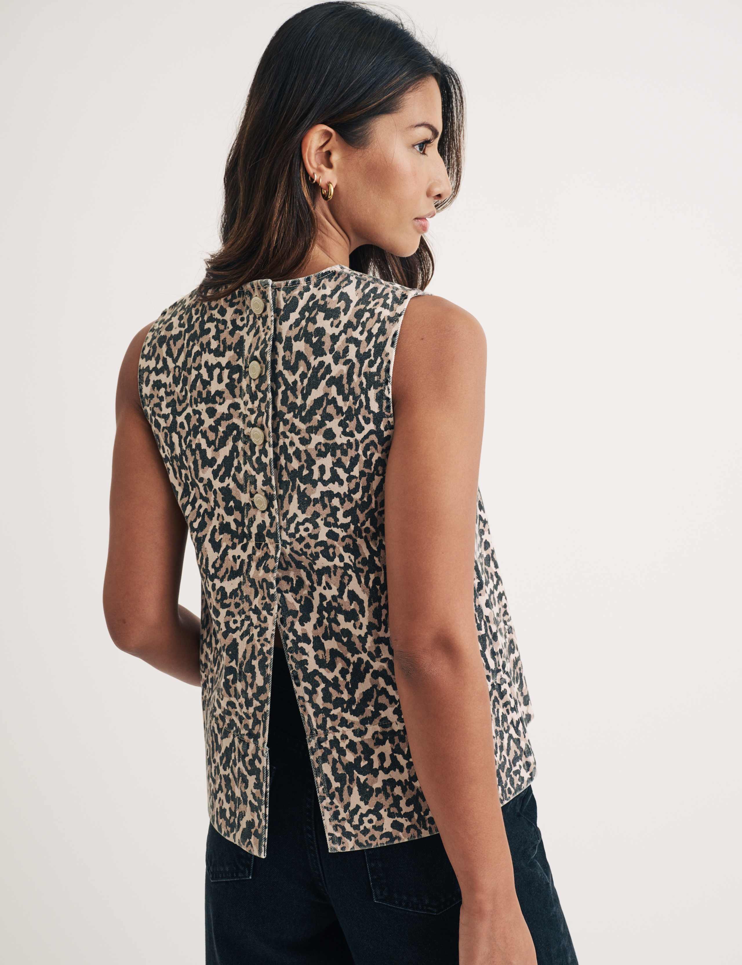 Denim Animal Print Top 4 of 5