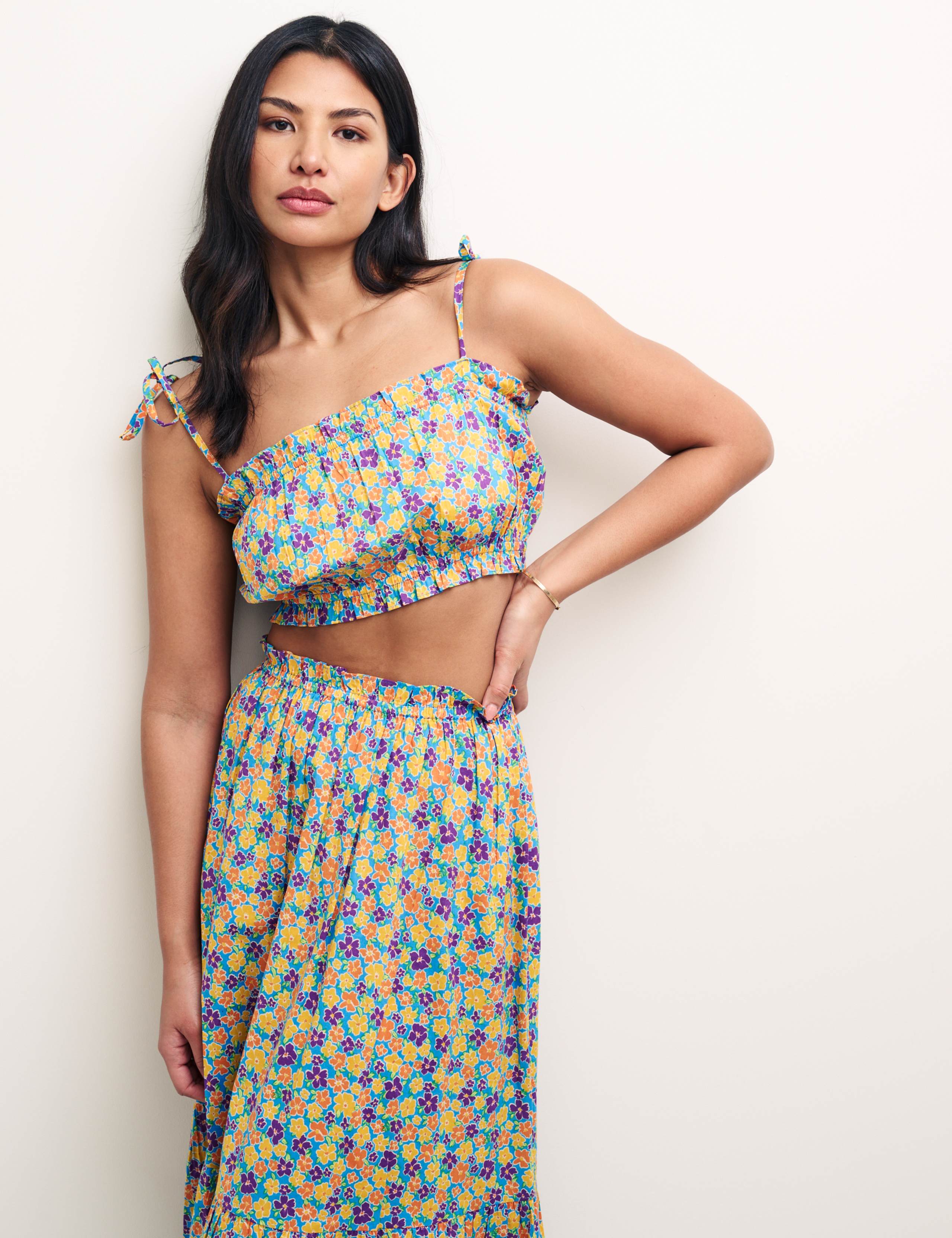 Organic Cotton Floral Crop Top 1 of 4