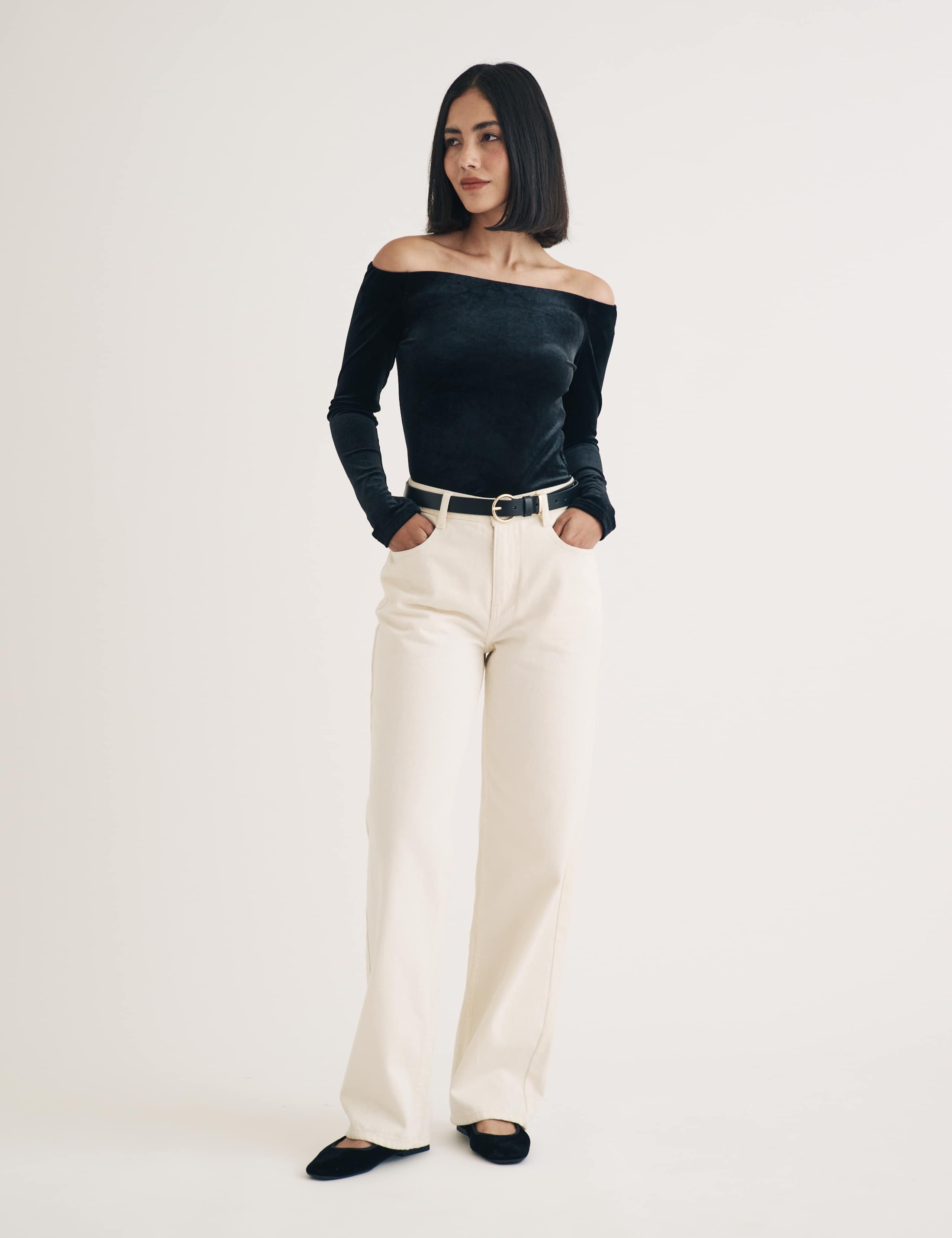 Velvet Fitted Bardot Top 3 of 6