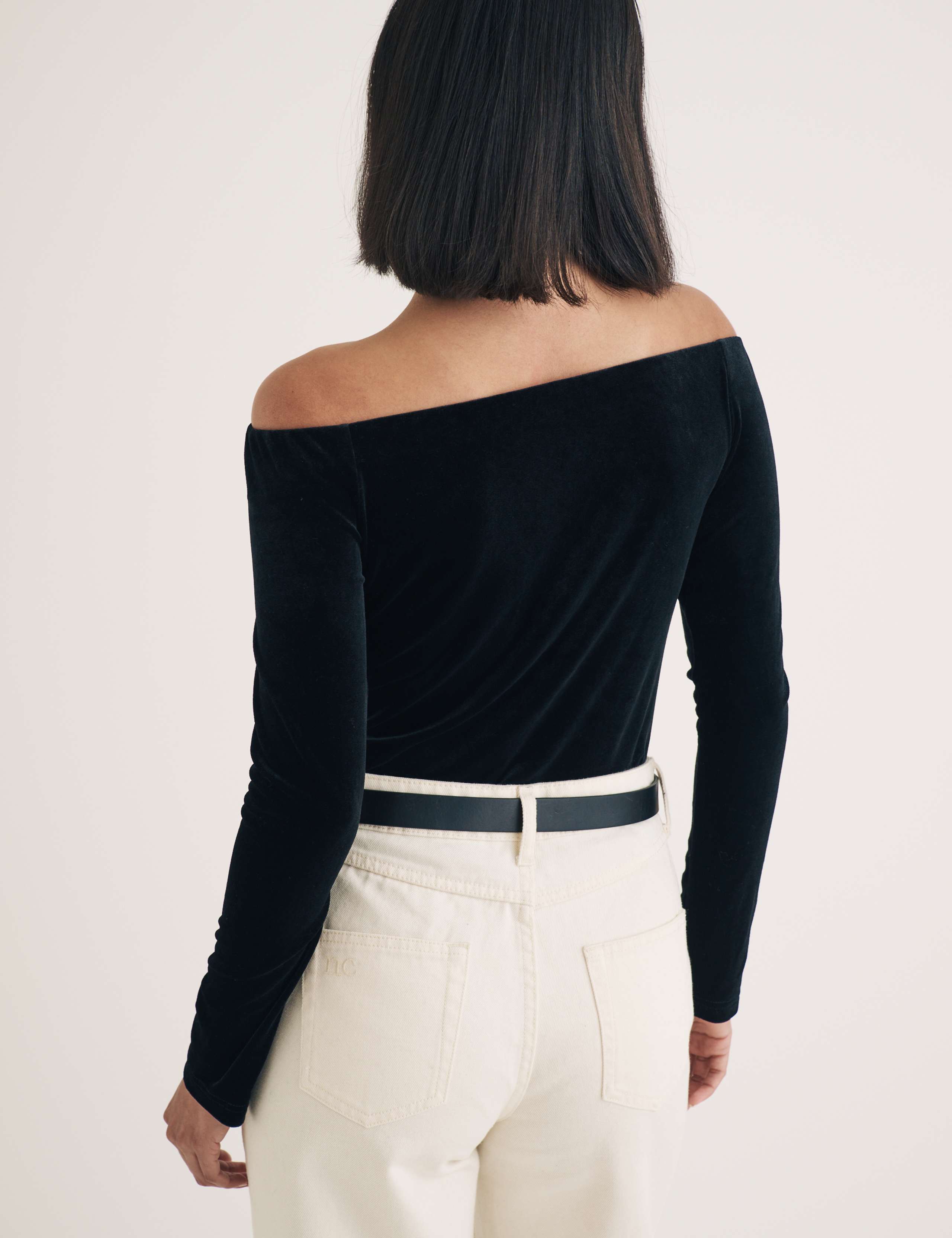 Velvet Fitted Bardot Top 4 of 6