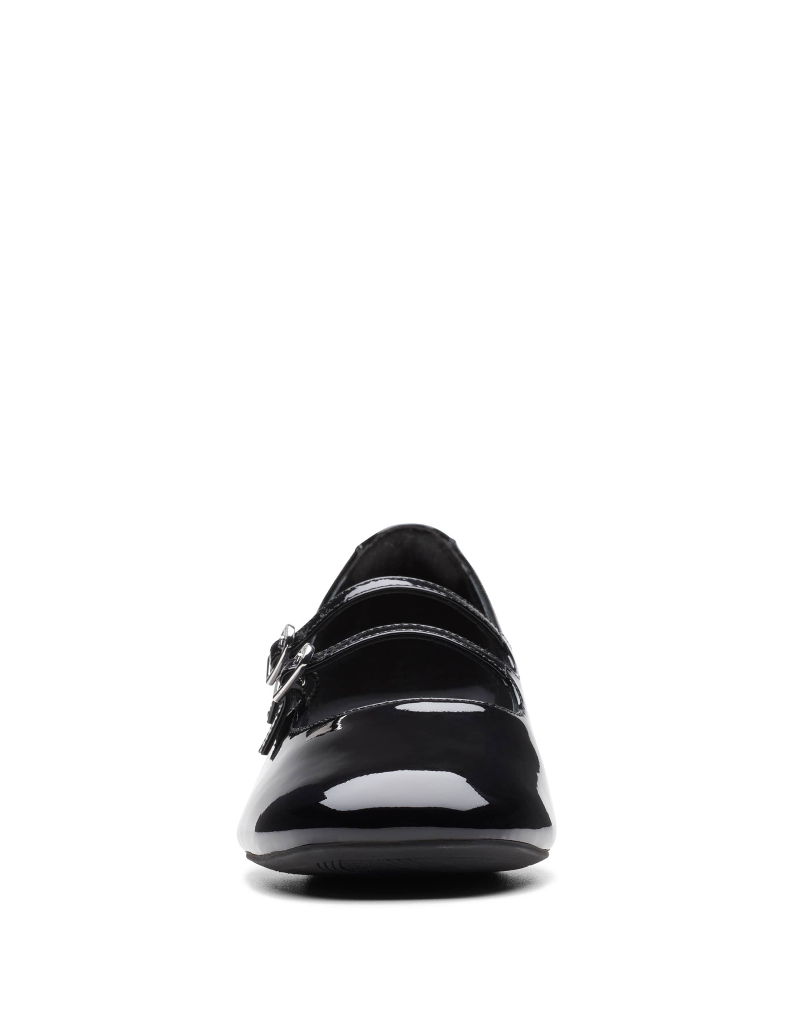 Leather Patent Block Heel Court Shoes 3 of 7