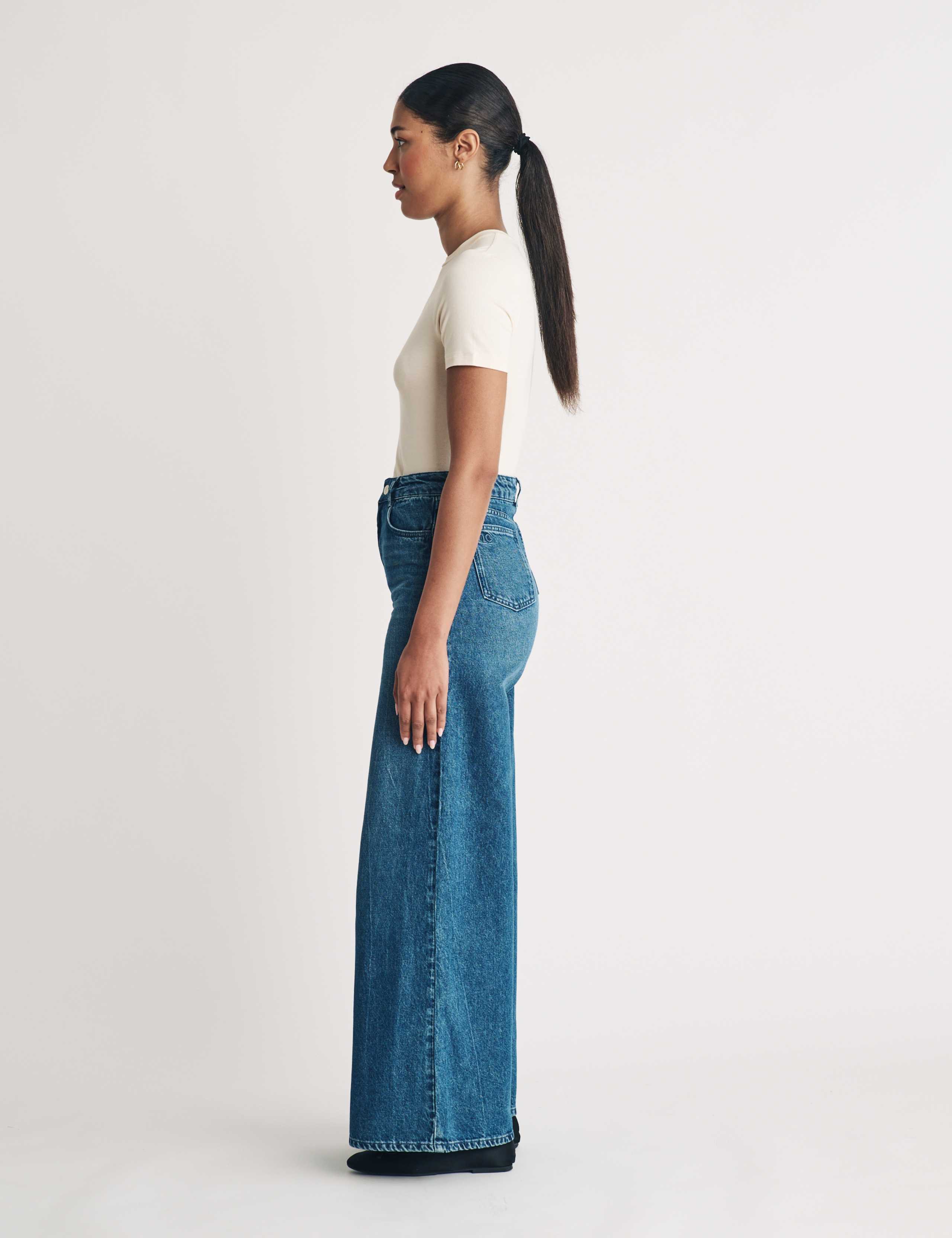 Cotton Rich High Waisted Wide Leg Jeans 3 of 5