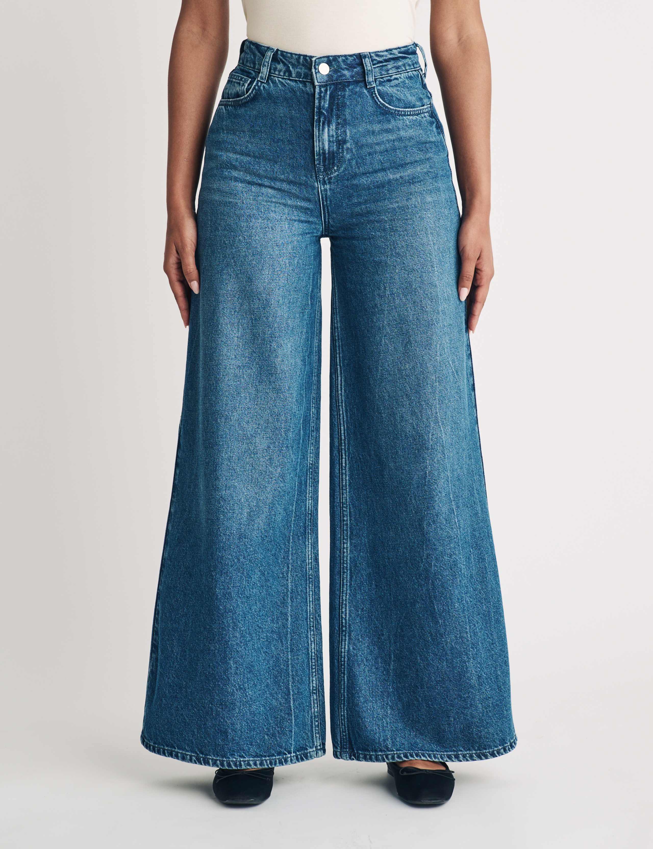 Cotton Rich High Waisted Wide Leg Jeans 5 of 5