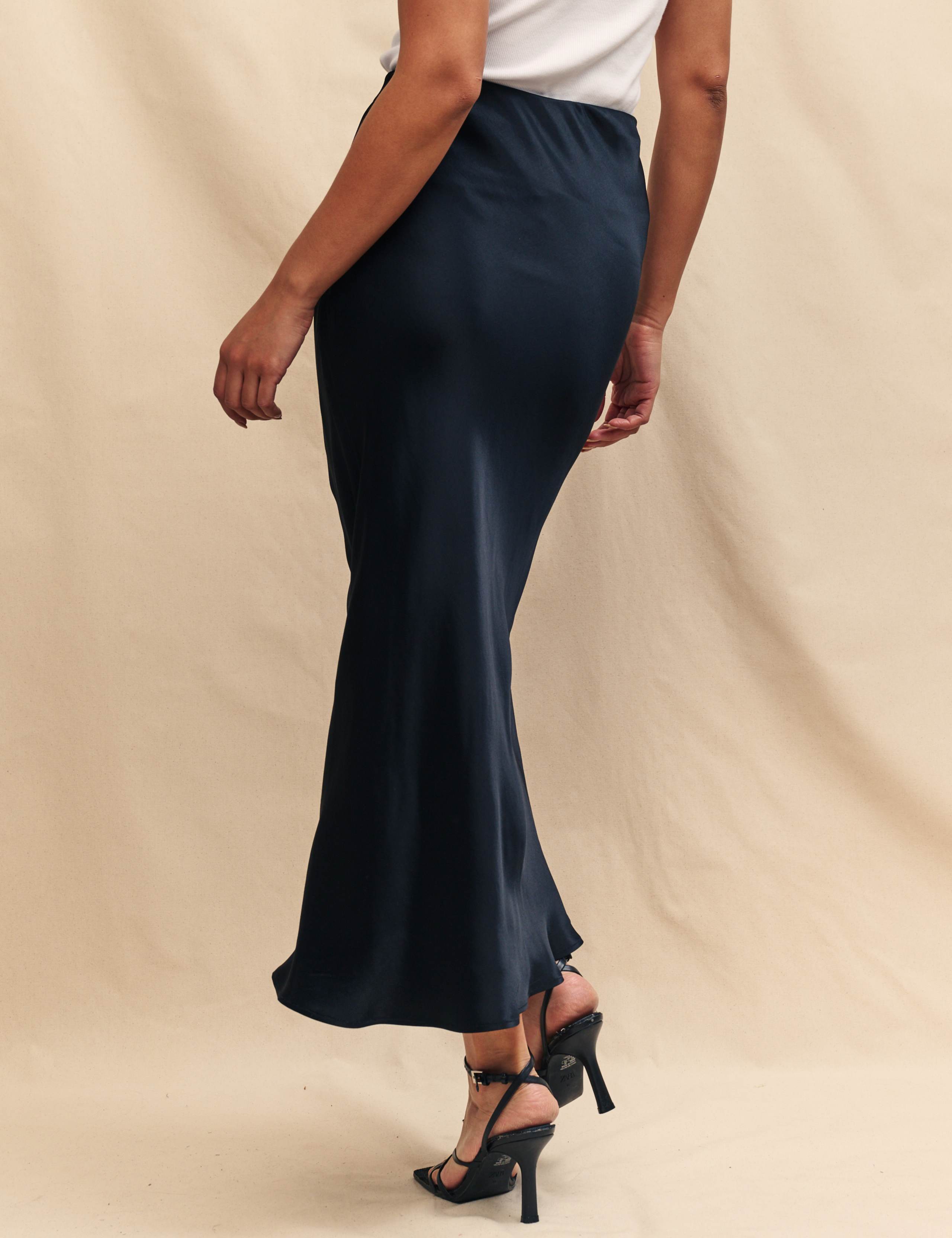 Satin Midi Slip Skirt 2 of 5