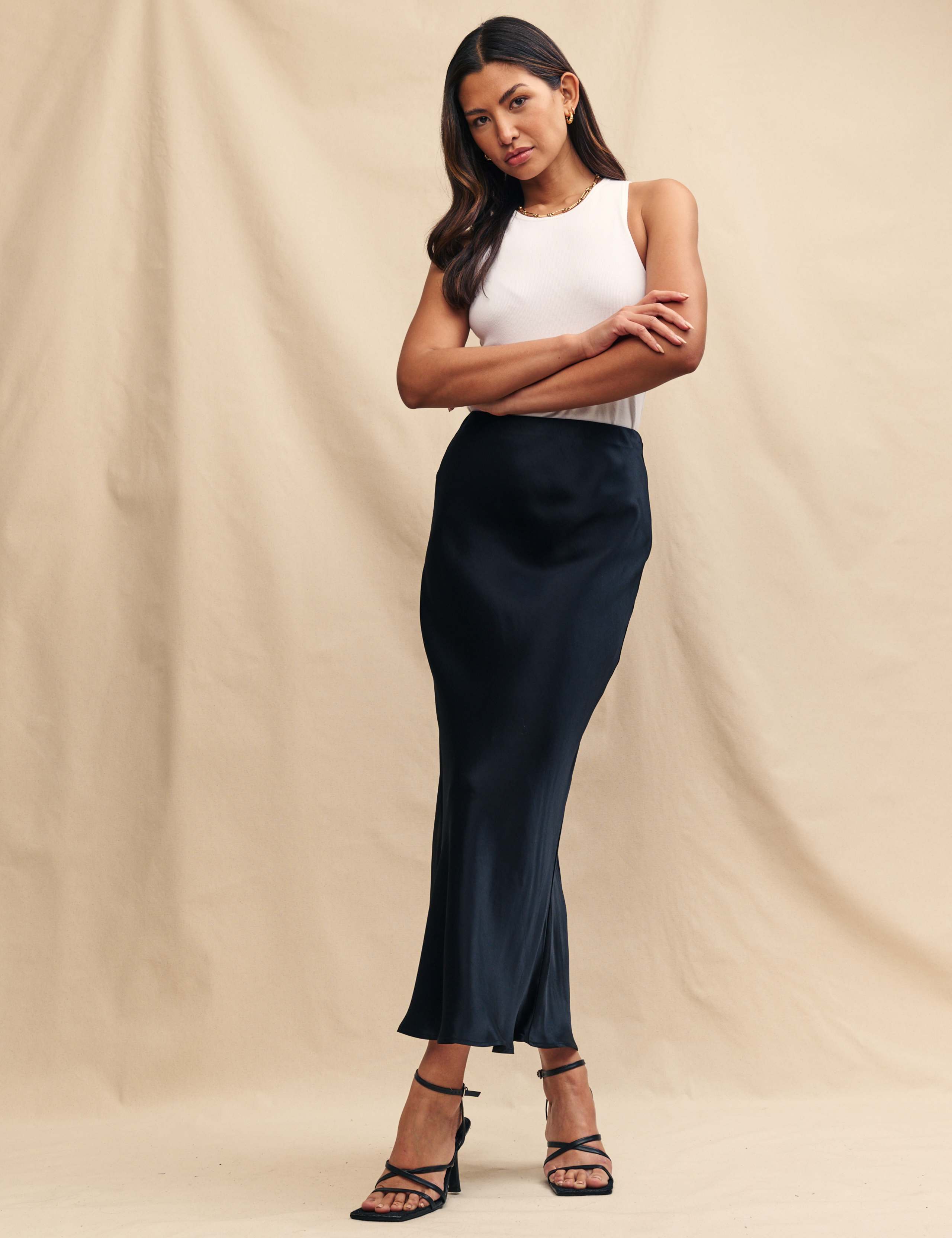 Satin Midi Slip Skirt 5 of 5