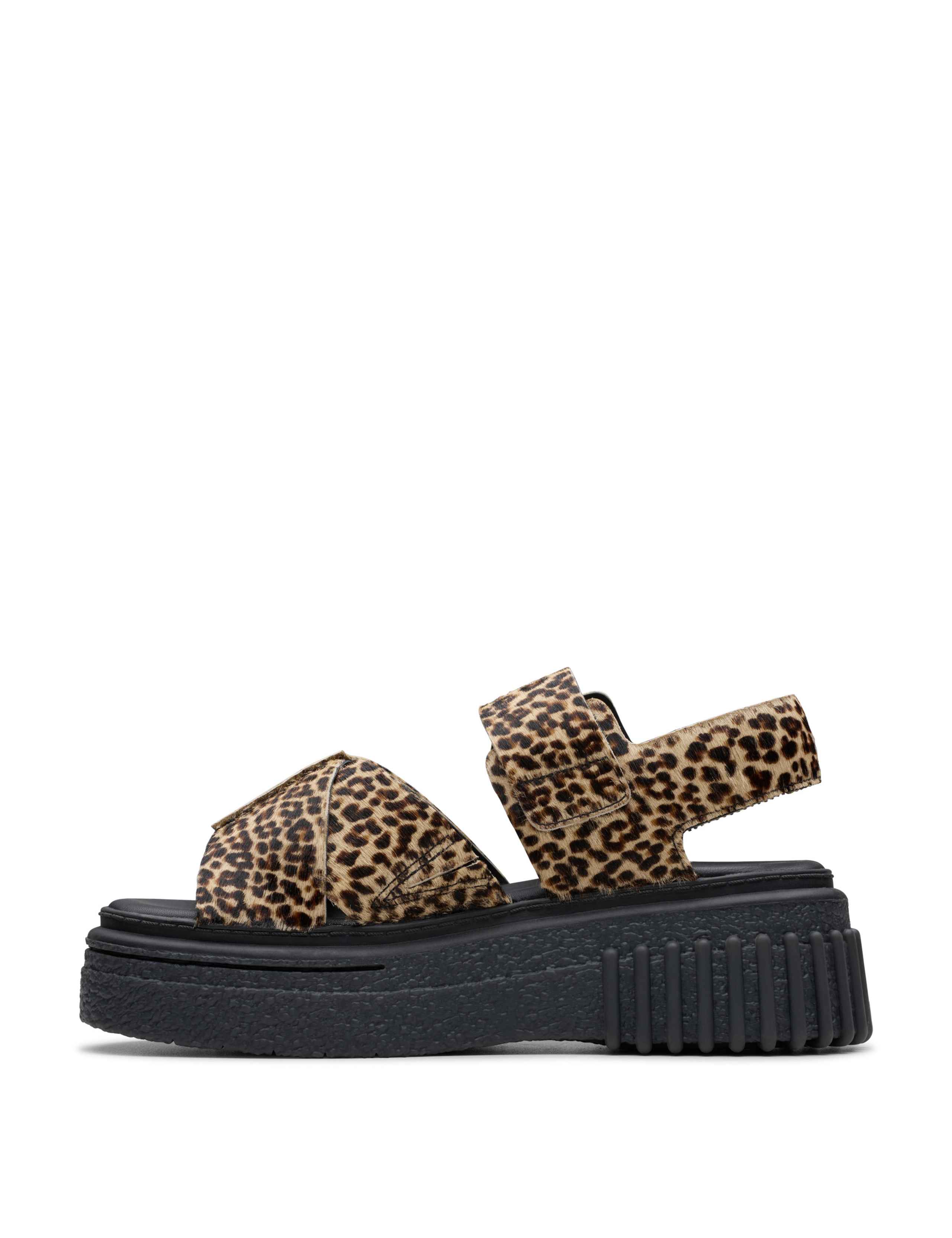 Leather Leopard Print Flatform Sandals 3 of 7