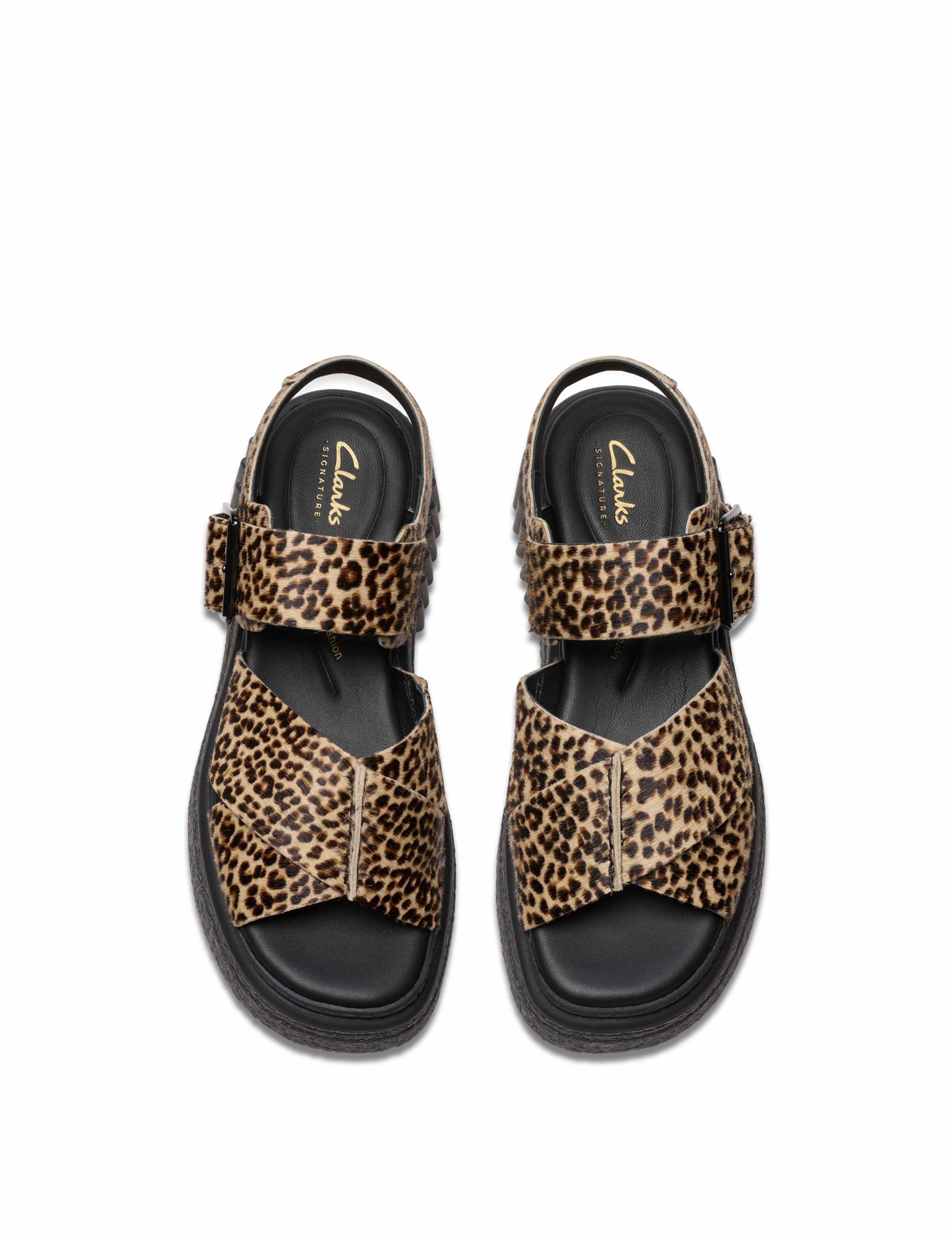 Leather Leopard Print Flatform Sandals 6 of 7