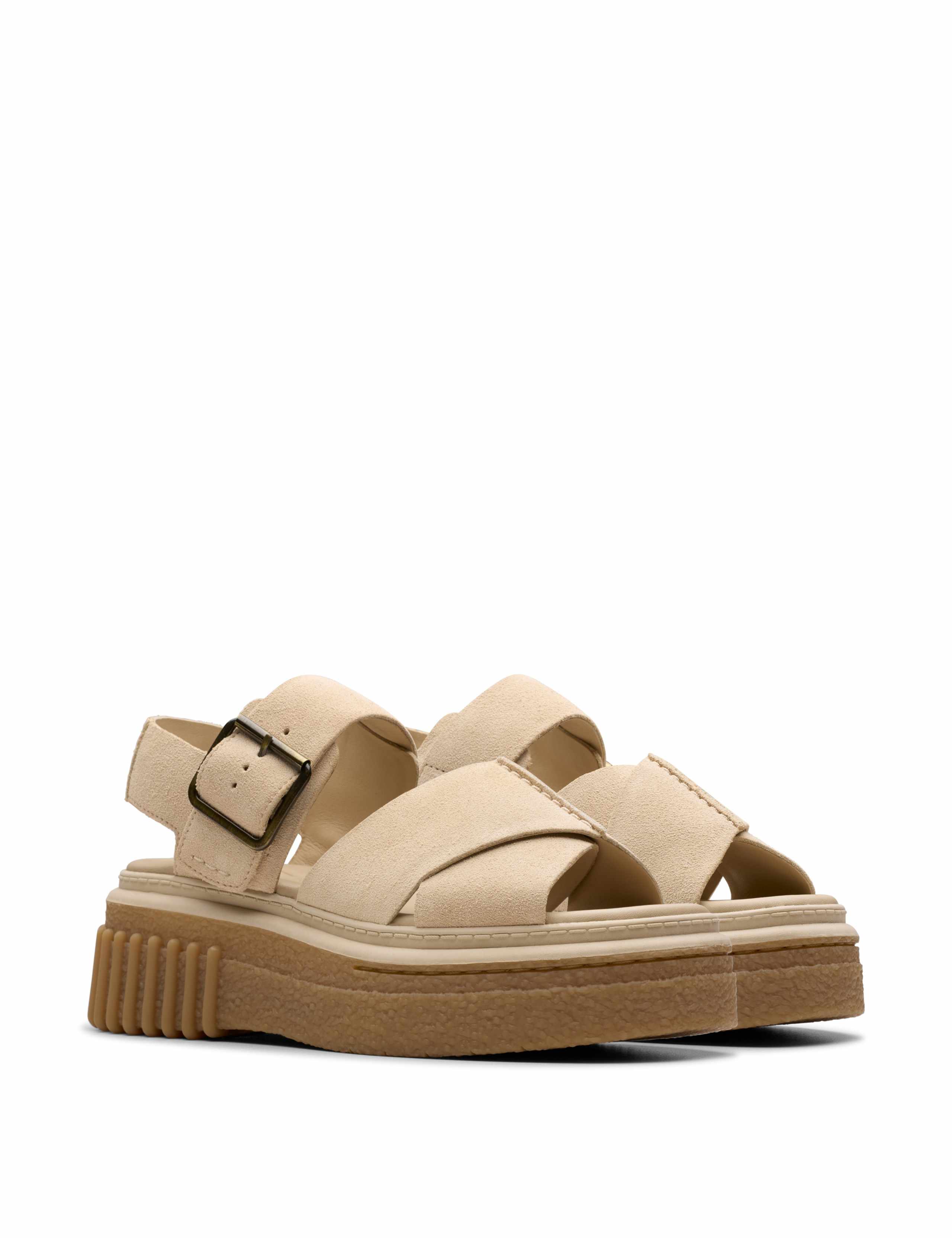 Leather Crossover Ankle Strap Flatform Sandals 2 of 7