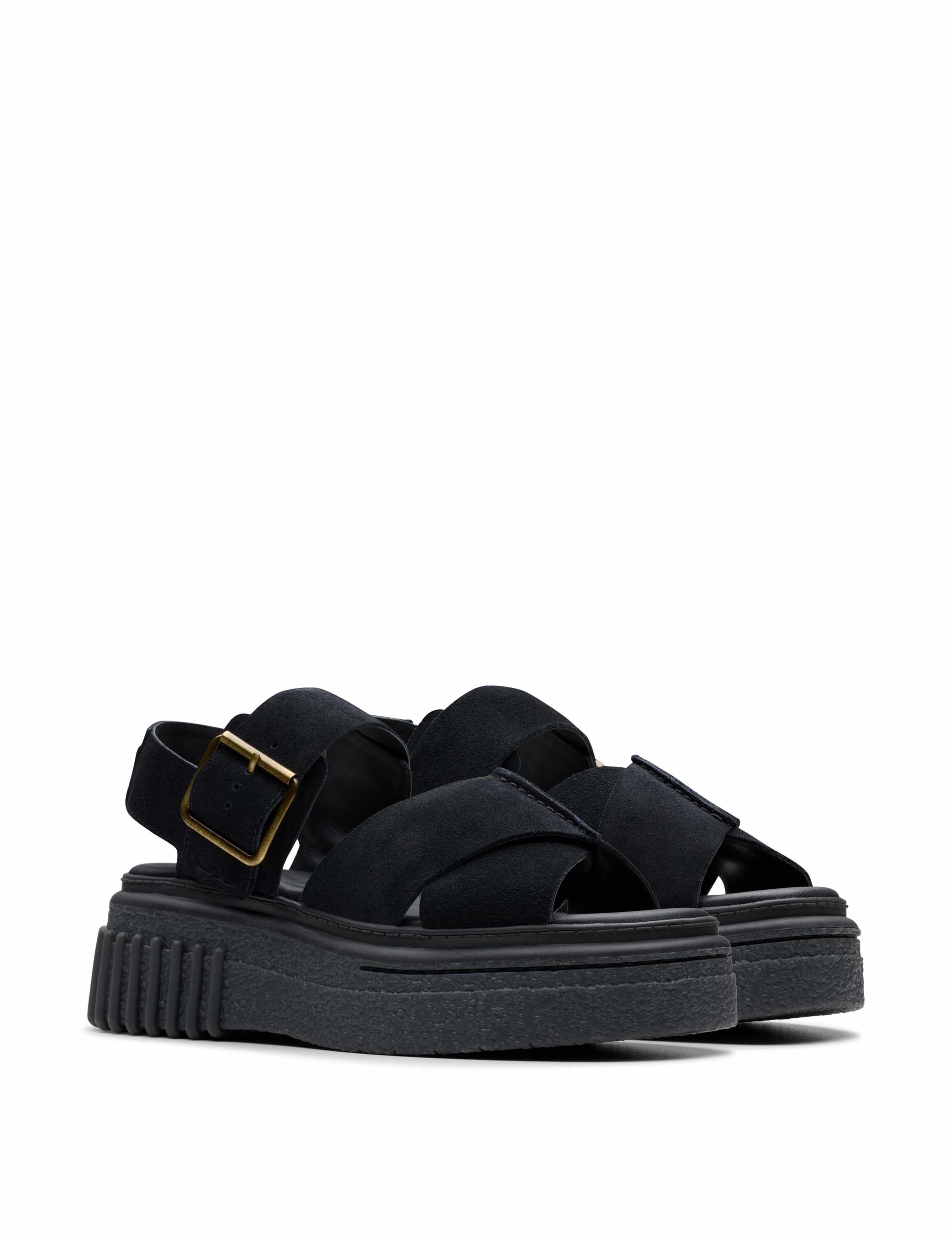 Leather Crossover Ankle Strap Flatform Sandals 2 of 7