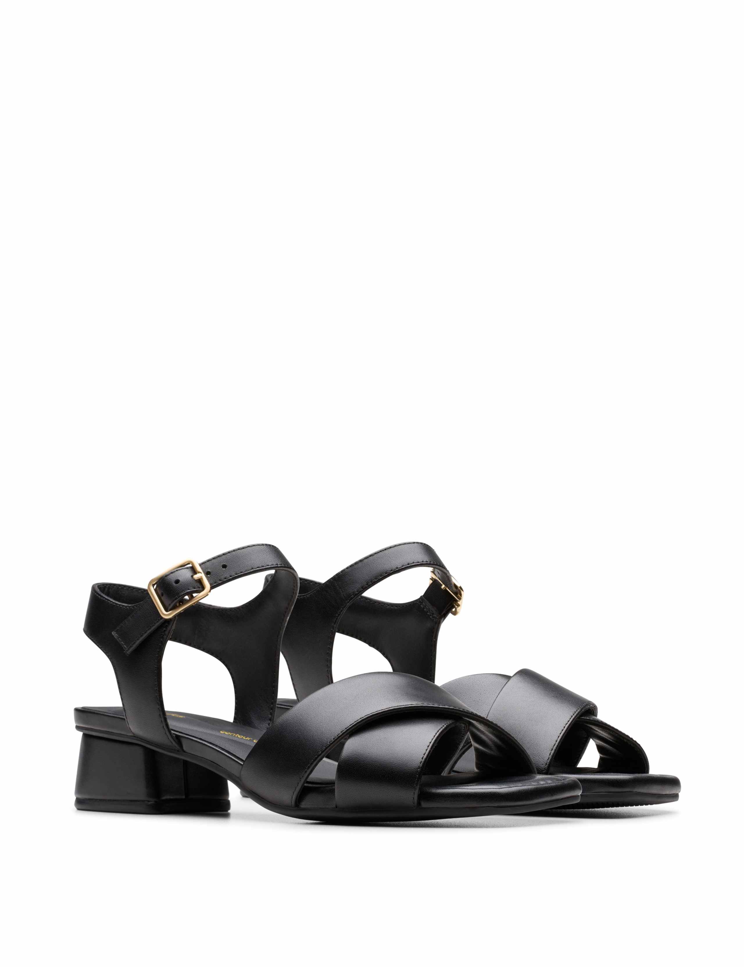 Leather Ankle Strap Block Heel Sandals 2 of 7