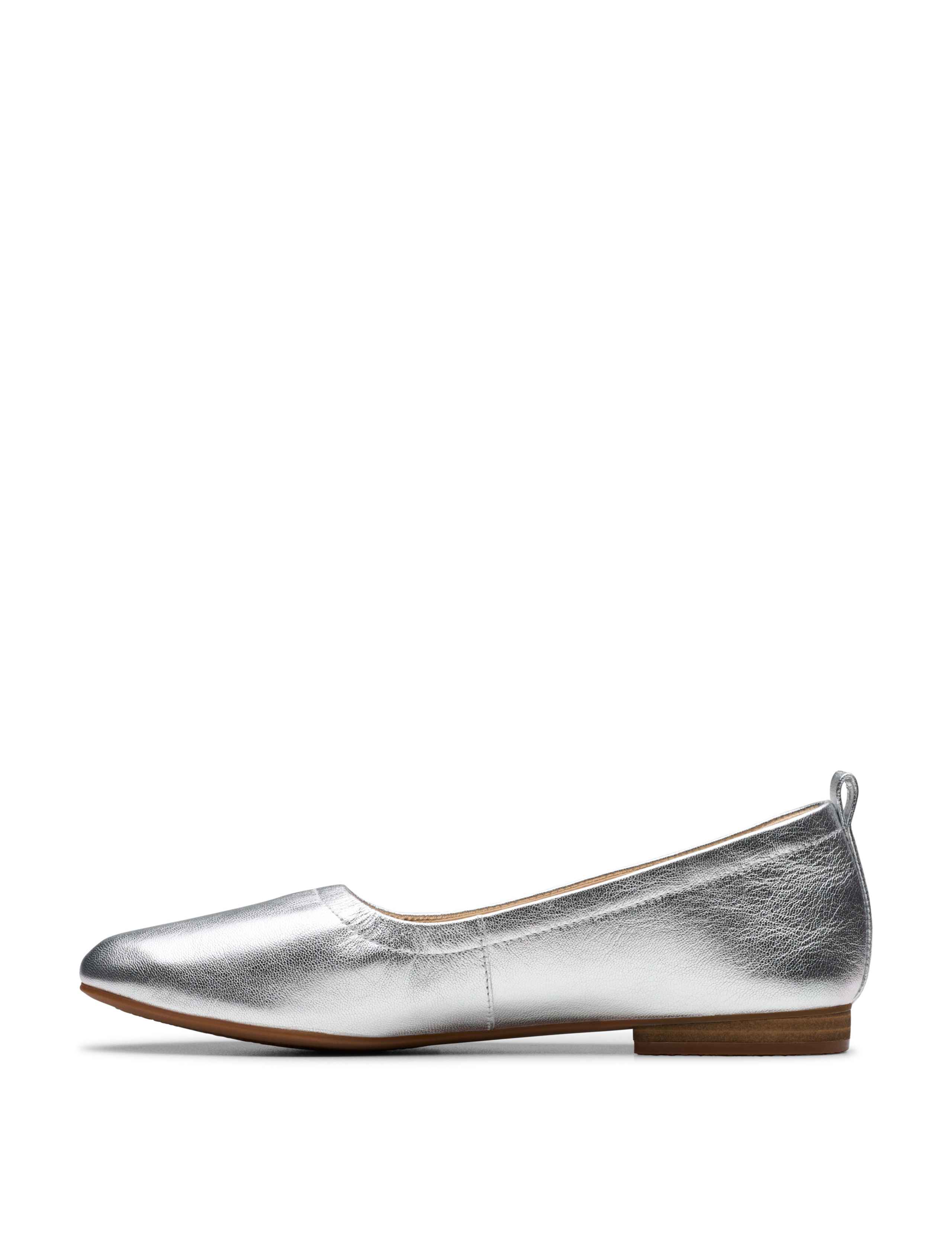Leather Metallic Flat Pumps 3 of 7