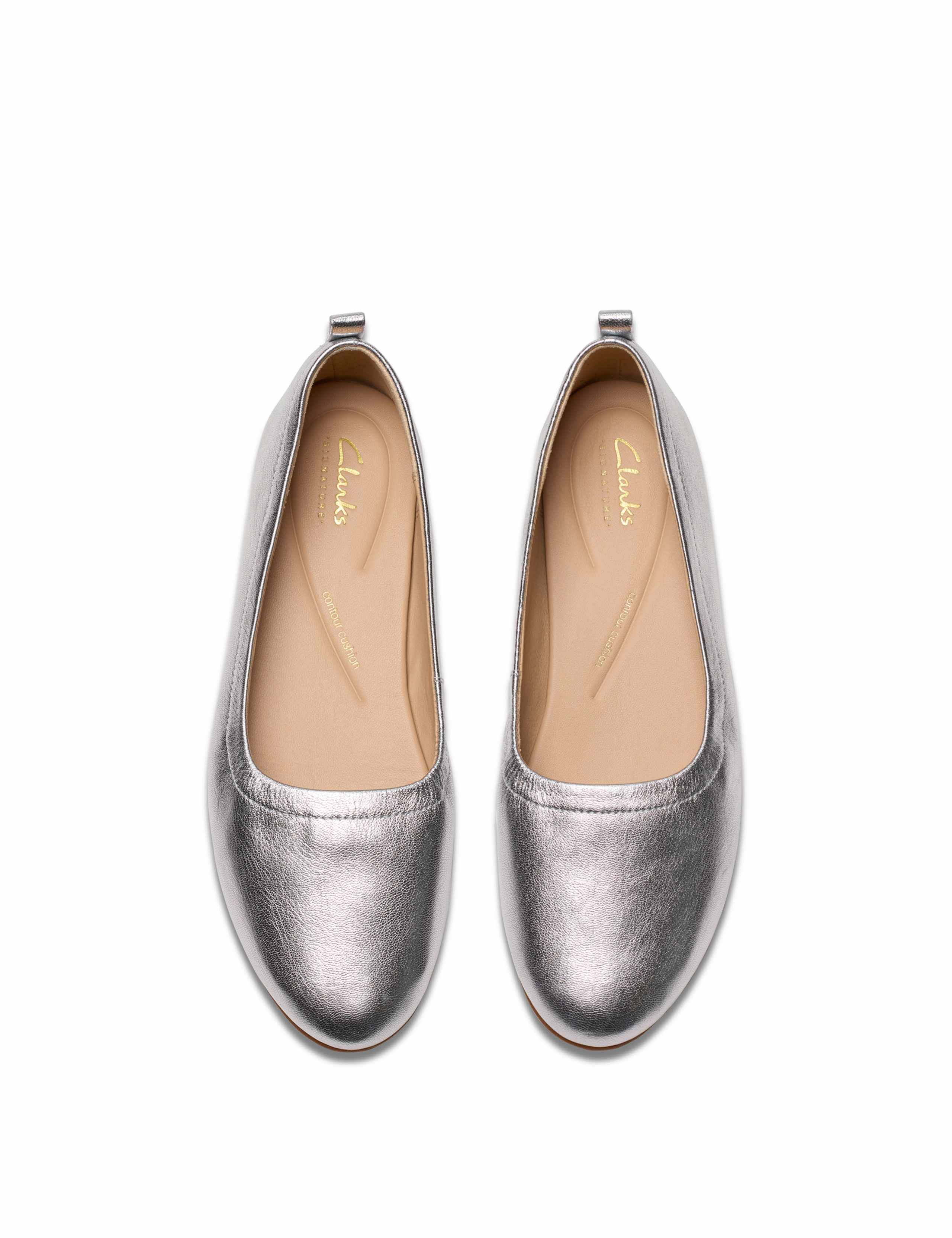 Leather Metallic Flat Pumps 6 of 7
