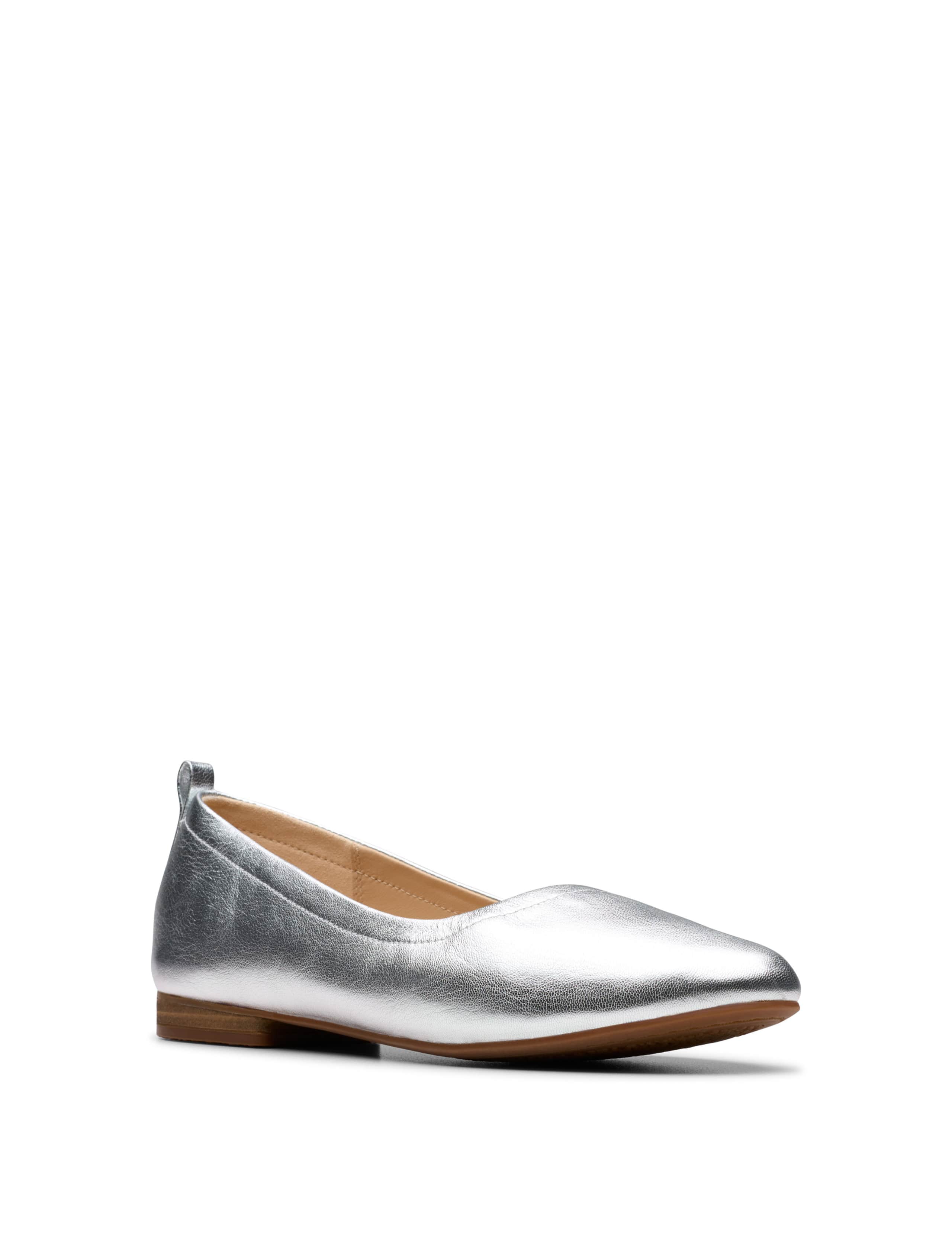 Leather Metallic Flat Pumps 7 of 7