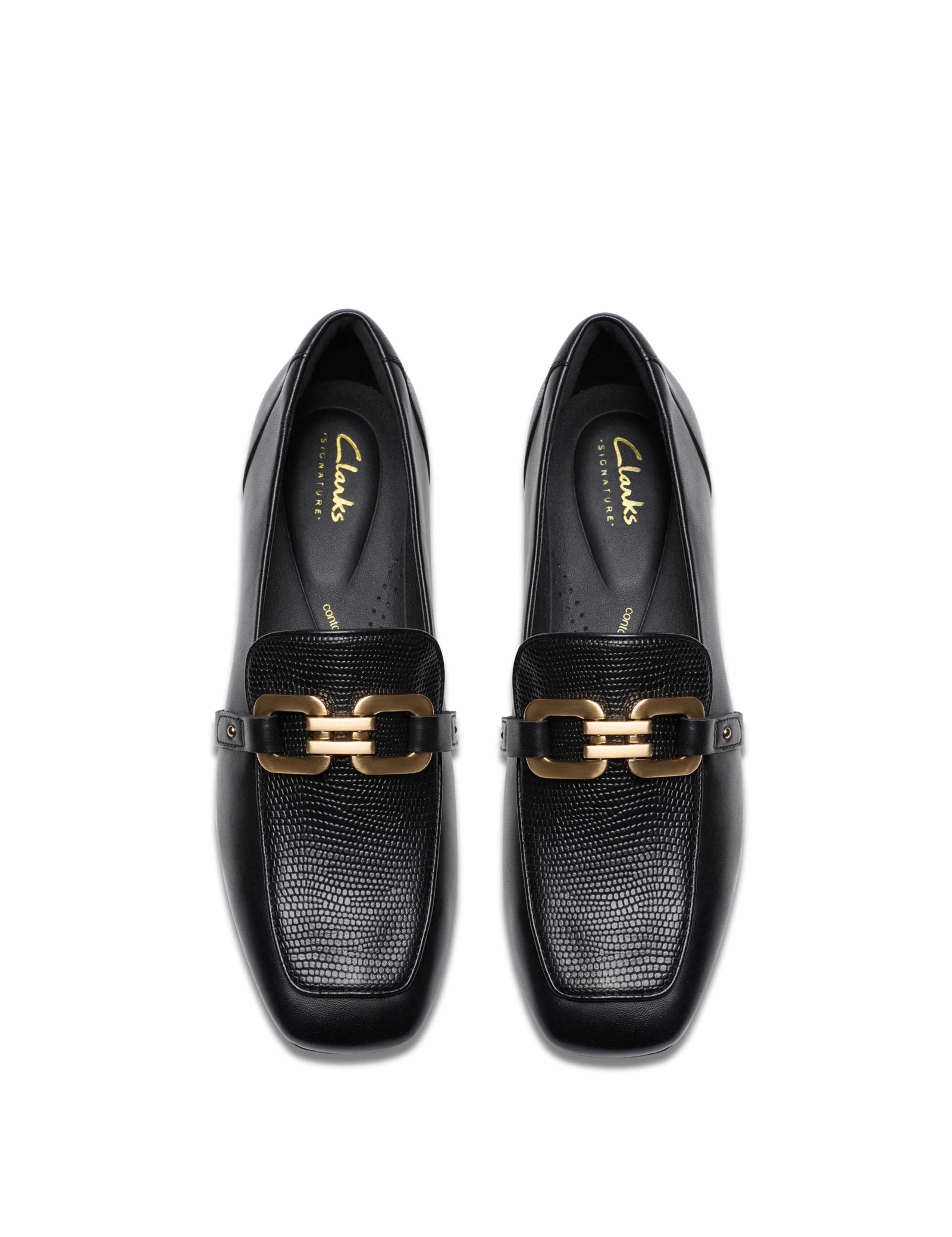 Leather Chain Detail Square Toe Loafers 6 of 7
