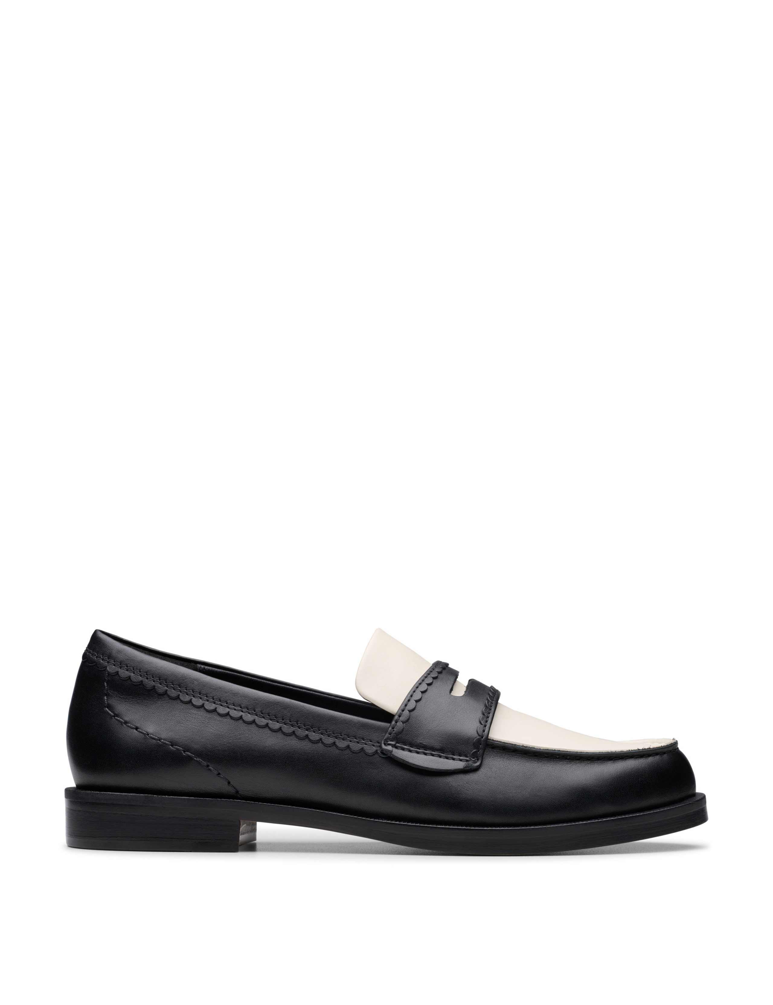 Leather Block Heel Loafers 1 of 7