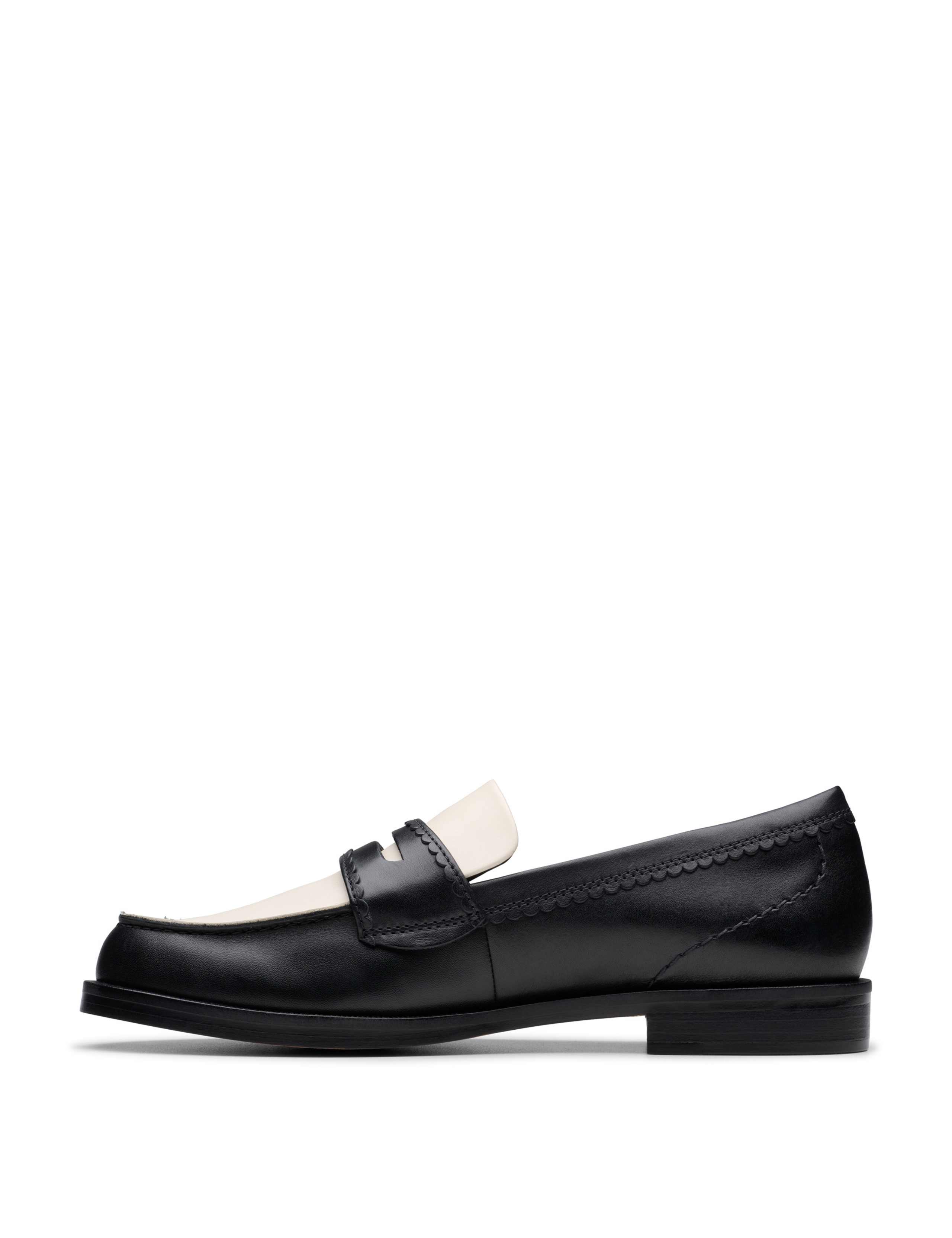 Leather Block Heel Loafers 3 of 7