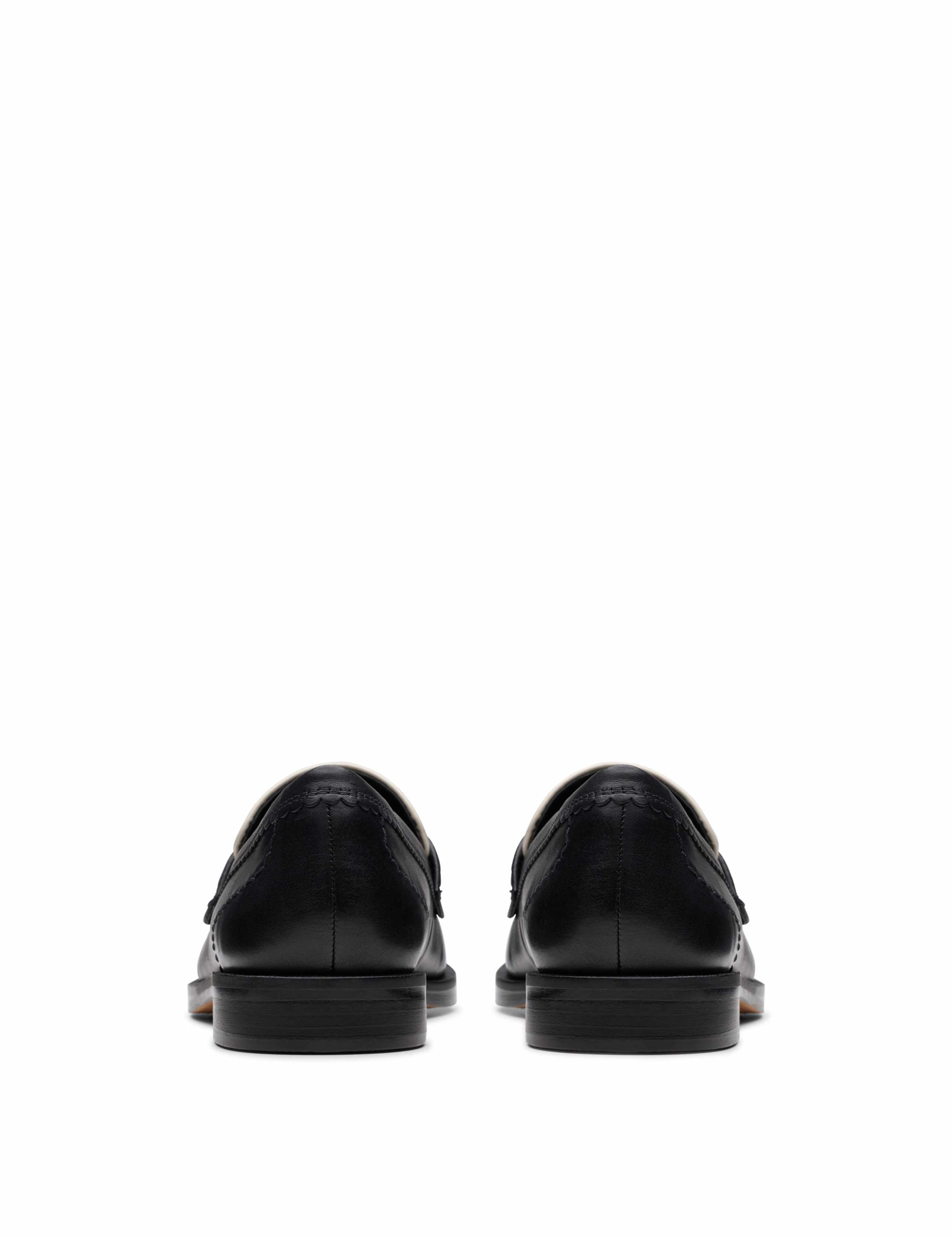 Leather Block Heel Loafers 5 of 7