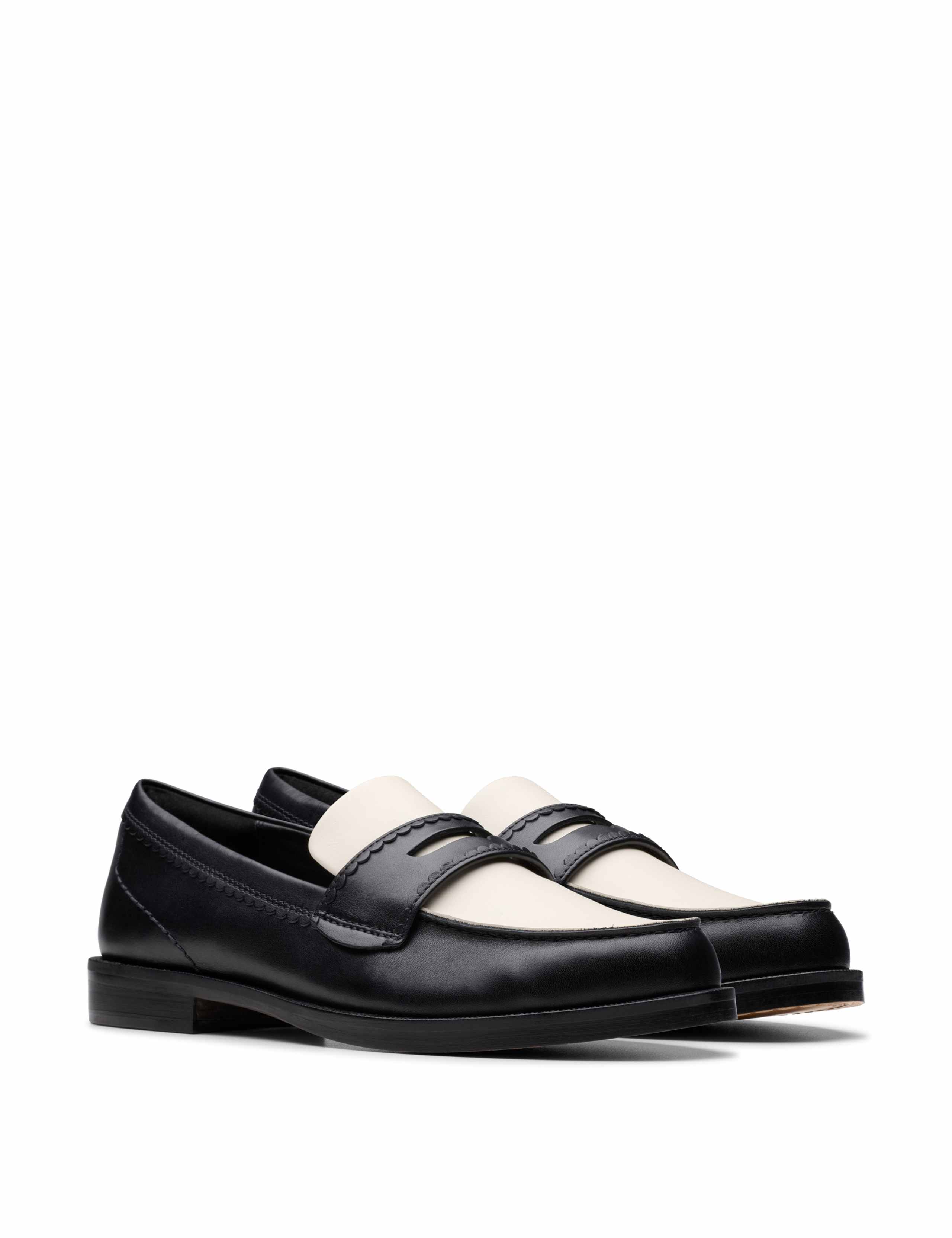 Leather Block Heel Loafers 2 of 7