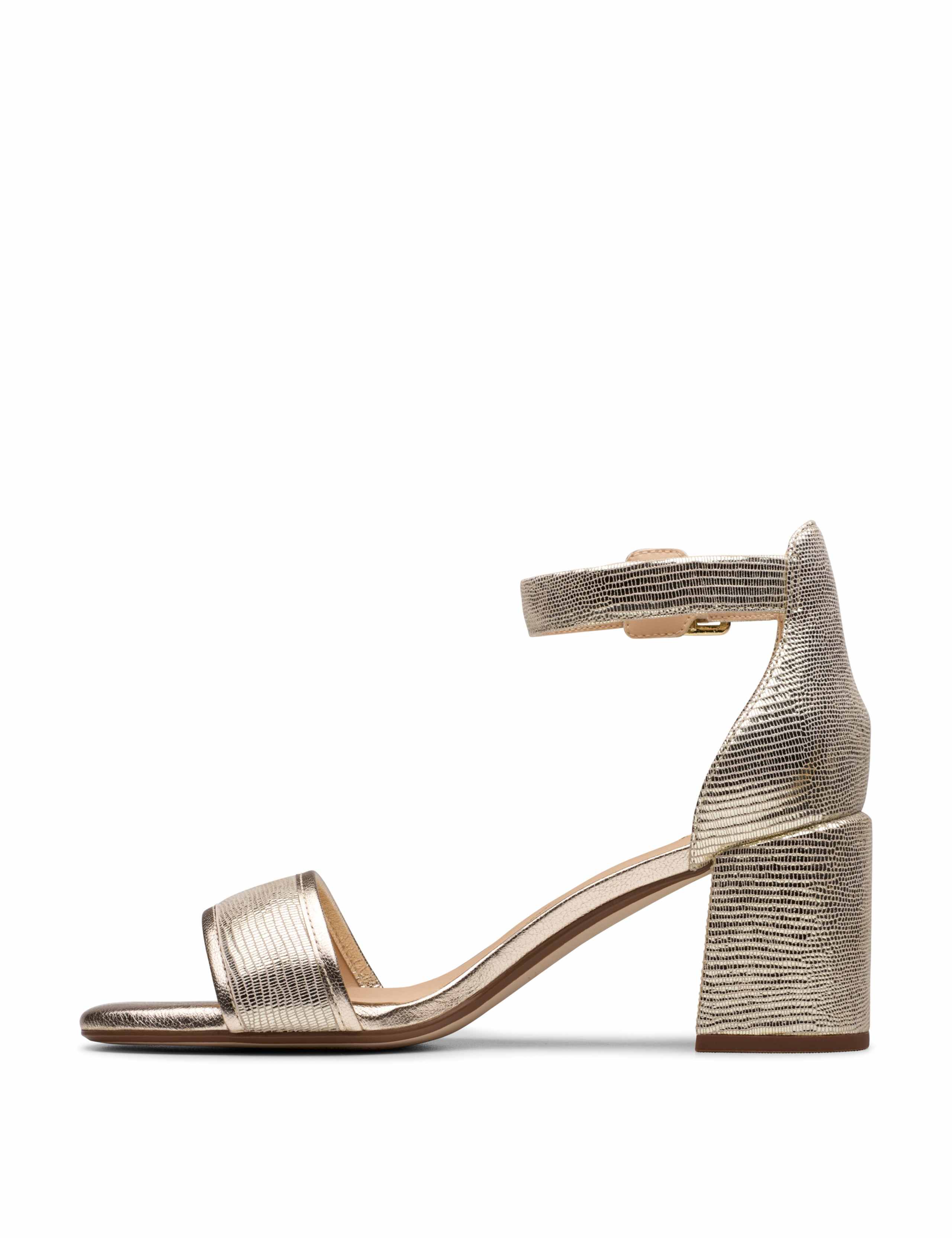 Leather Buckle Ankle Strap Block Heel Sandals 3 of 7