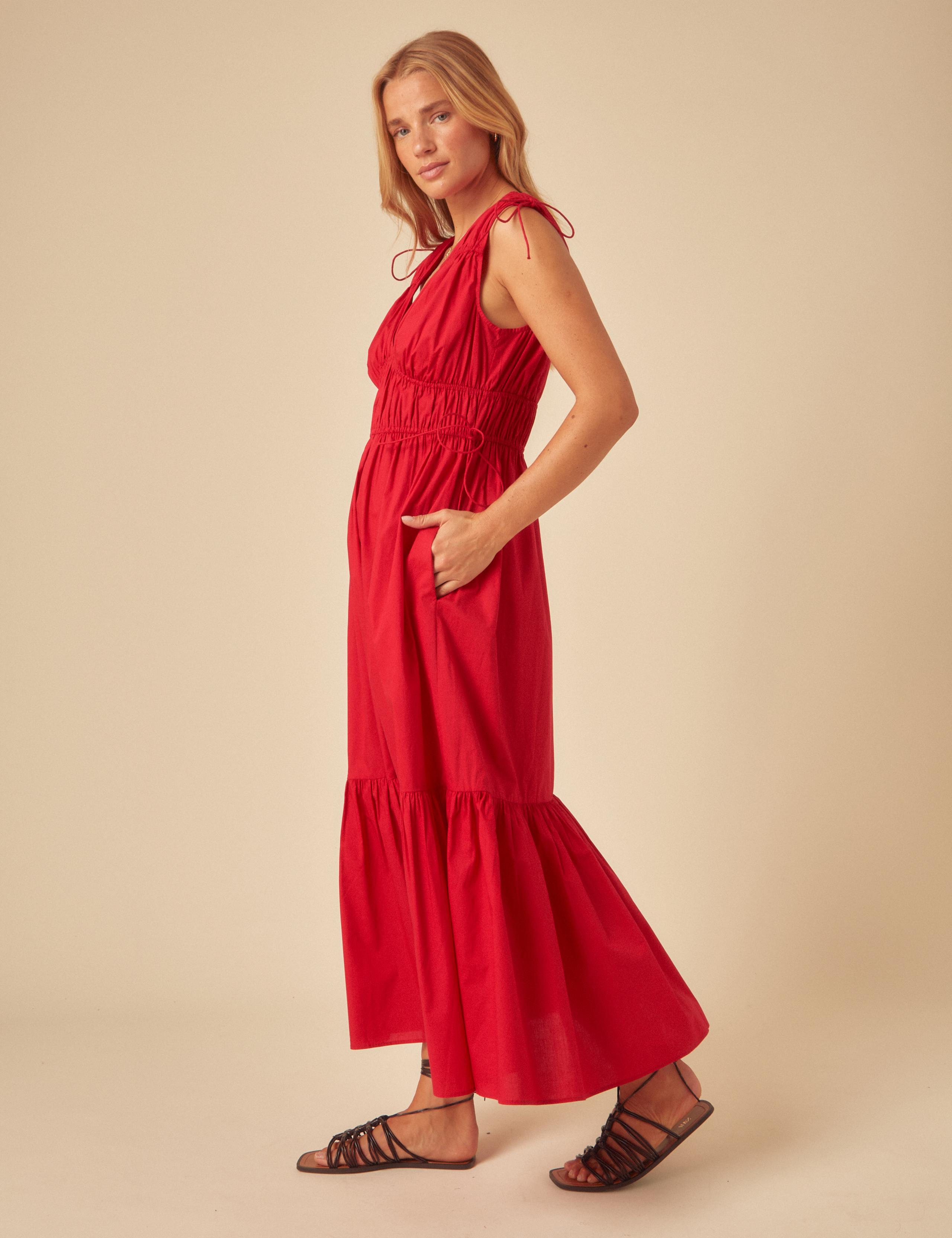 Pure Cotton V-Neck Midaxi Tiered Dress 3 of 4