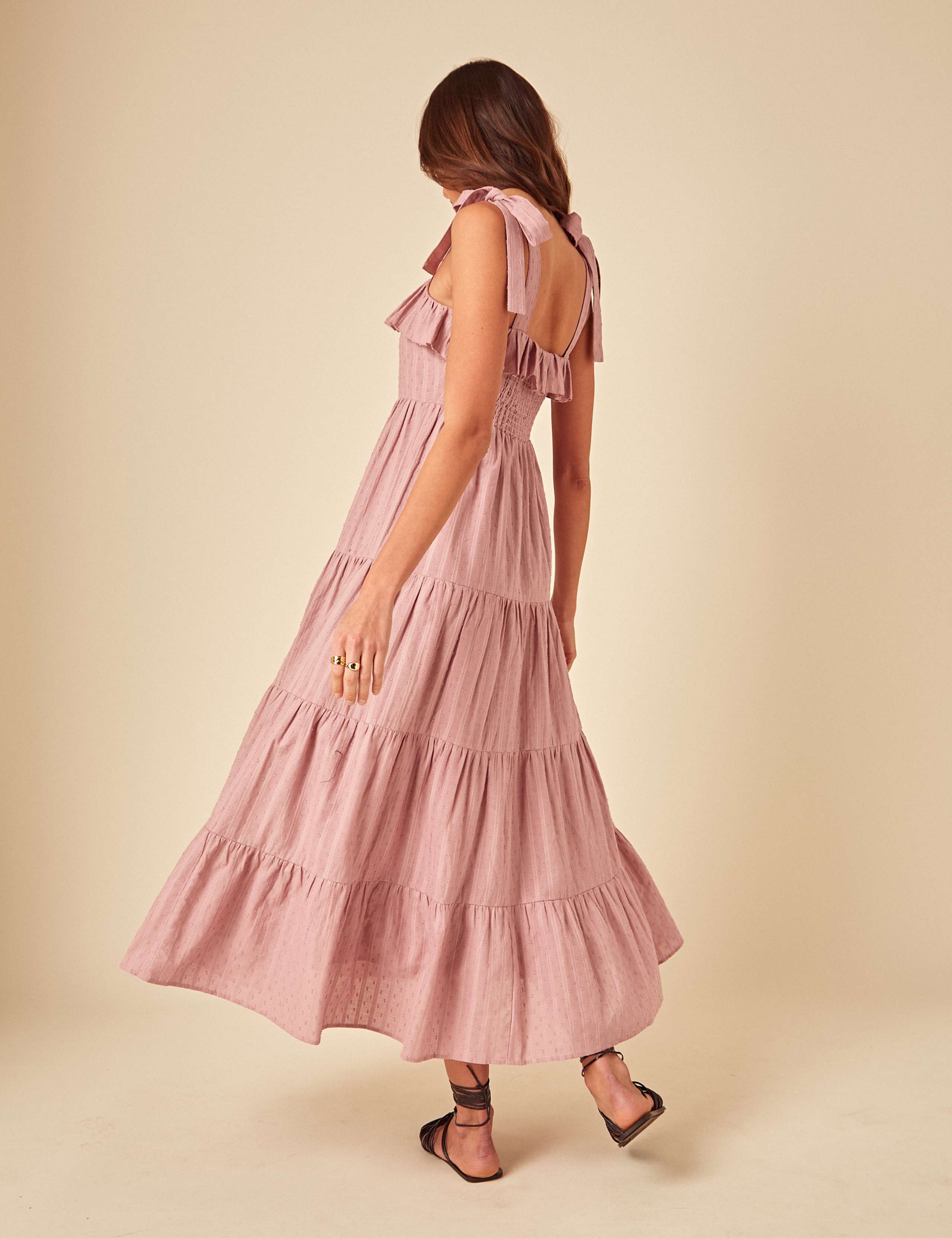 Pure Cotton Square Neck Midi Tiered Dress 2 of 5