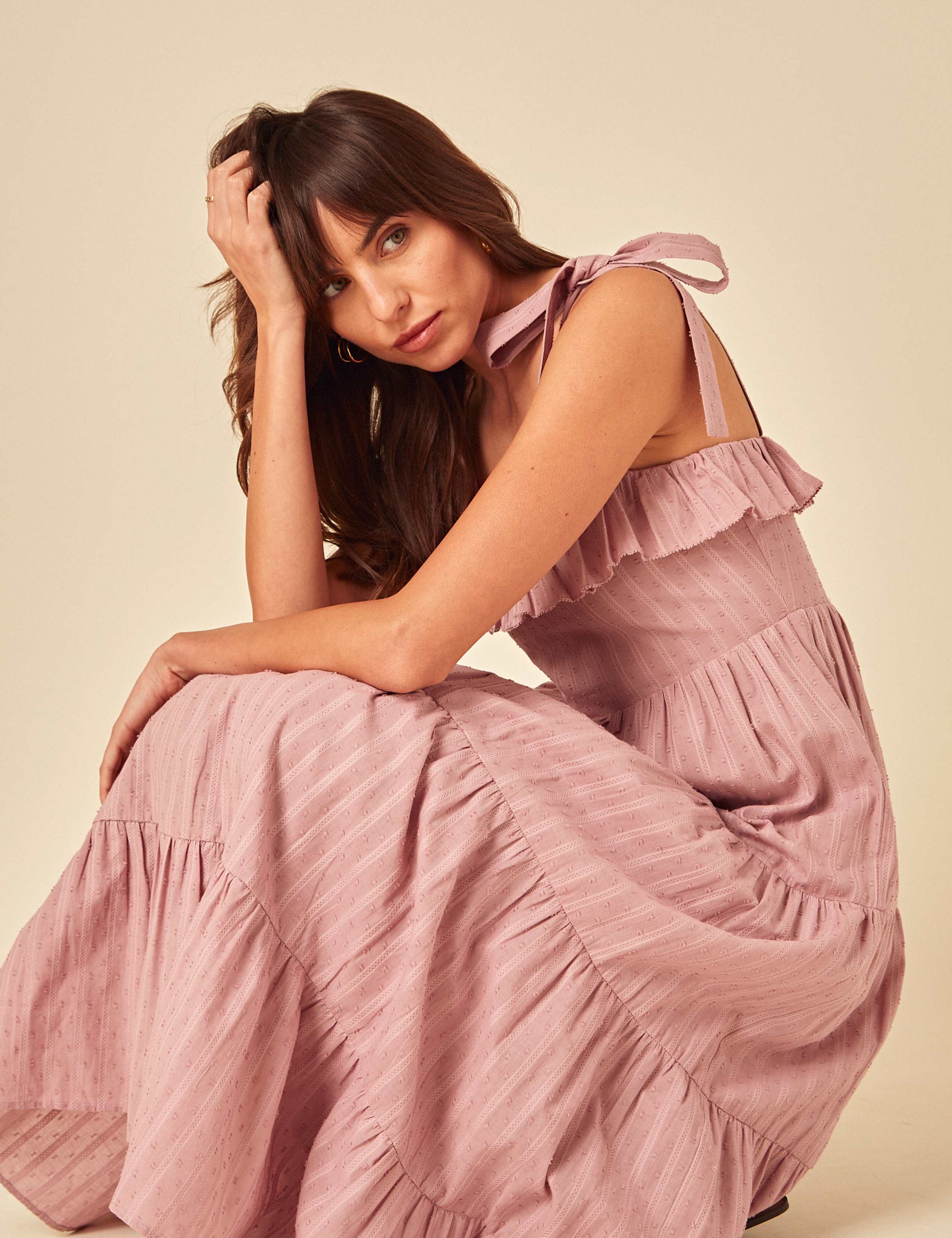 Pure Cotton Square Neck Midi Tiered Dress 3 of 5