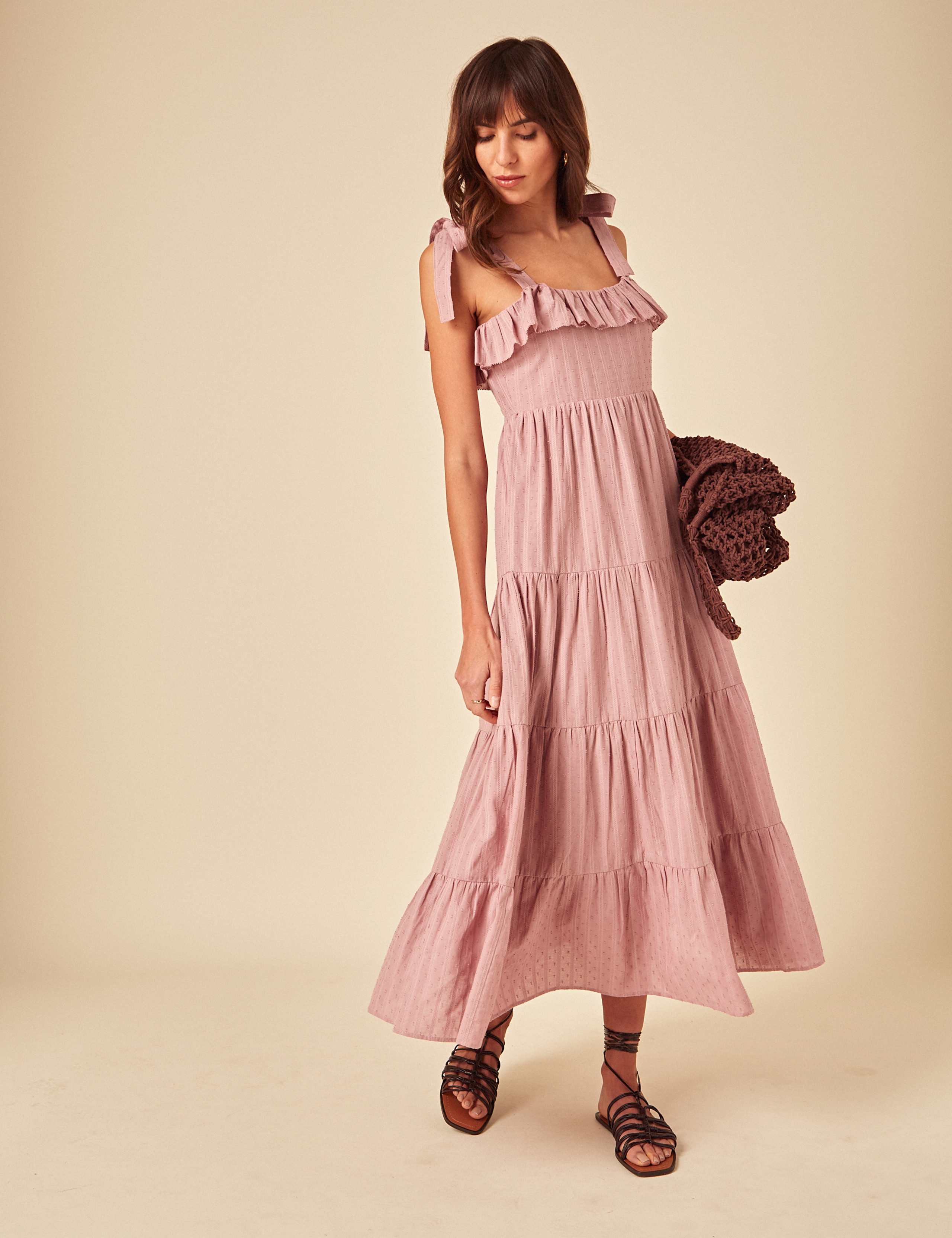 Pure Cotton Square Neck Midi Tiered Dress 4 of 5