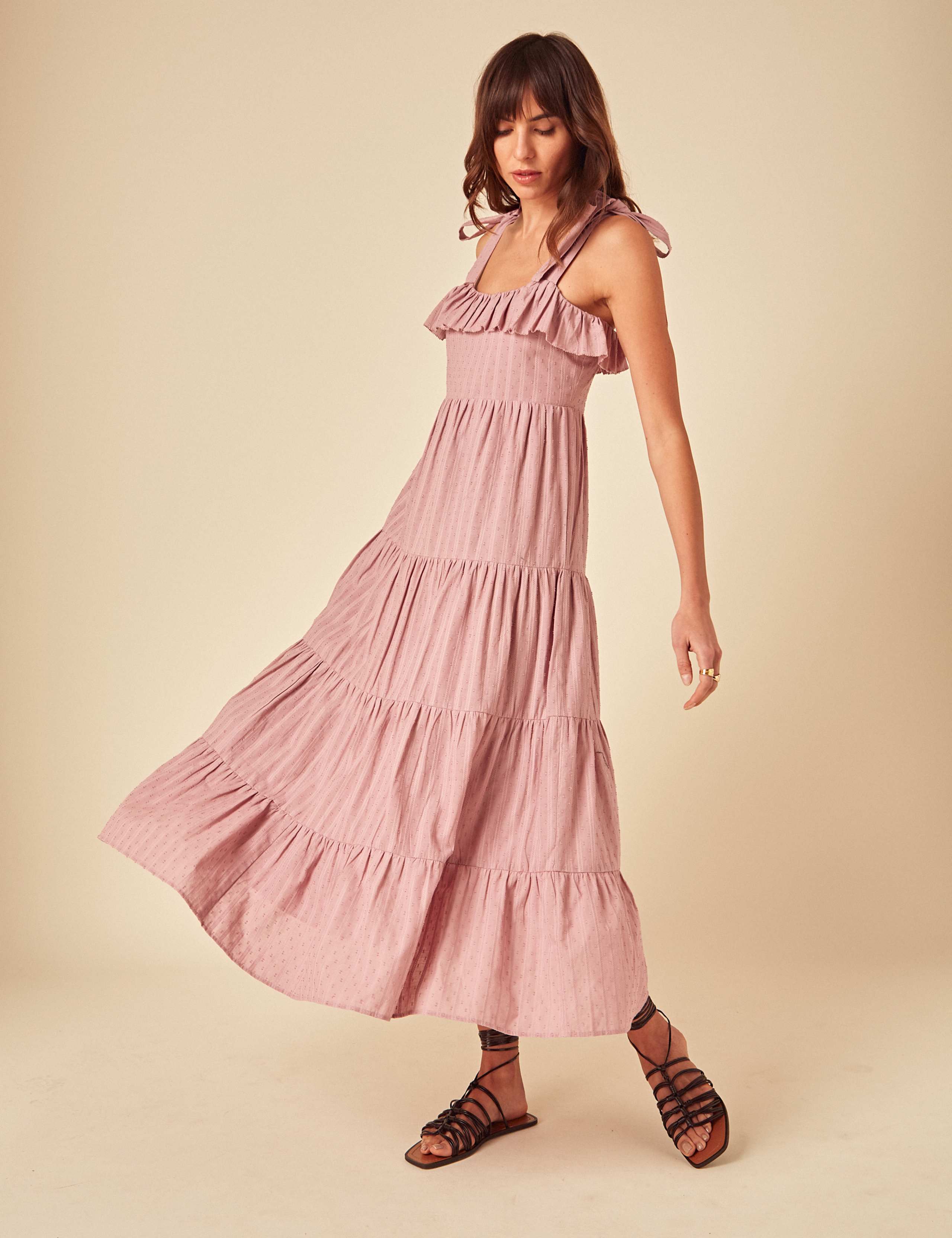 Pure Cotton Square Neck Midi Tiered Dress 5 of 5