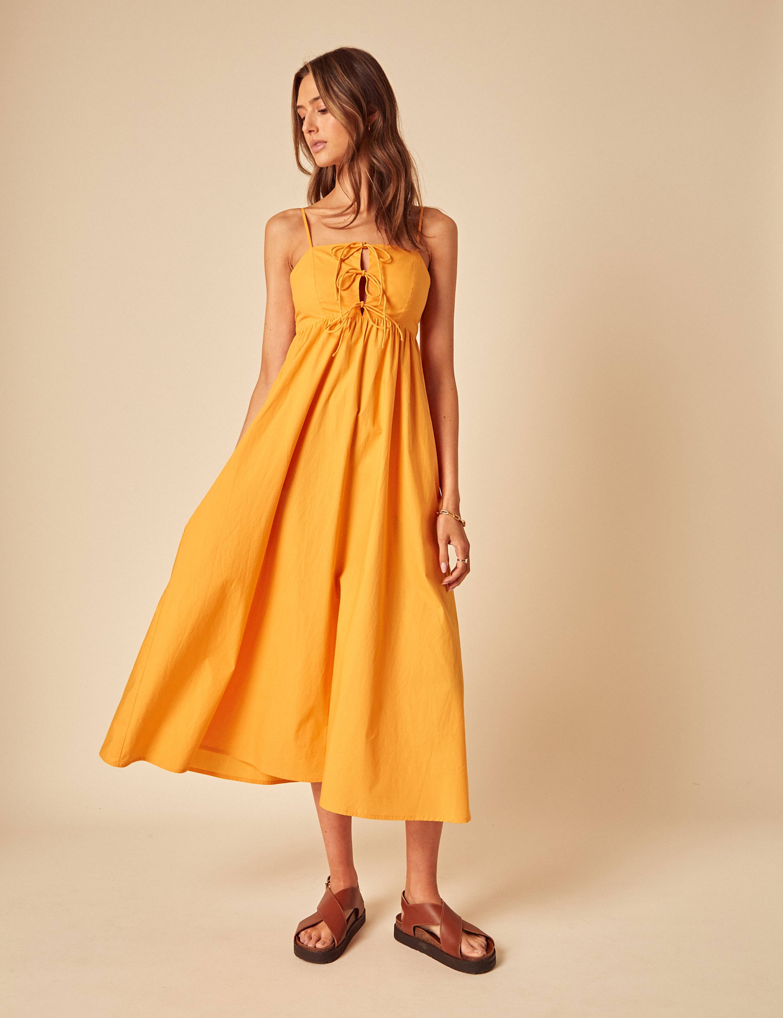 Pure Cotton Strappy Tie Front Midaxi Swing Dress 1 of 5