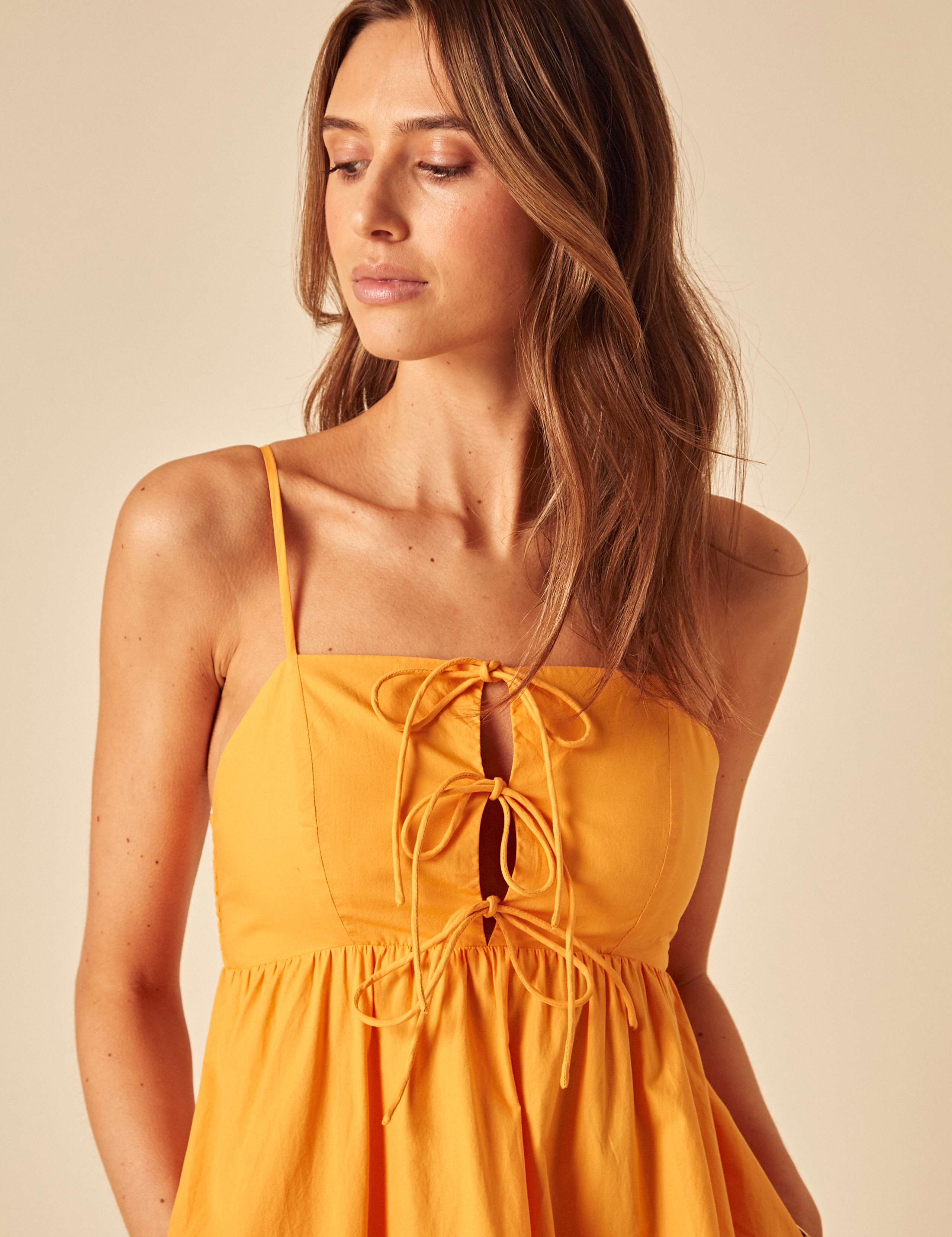 Pure Cotton Strappy Tie Front Midaxi Swing Dress 3 of 5