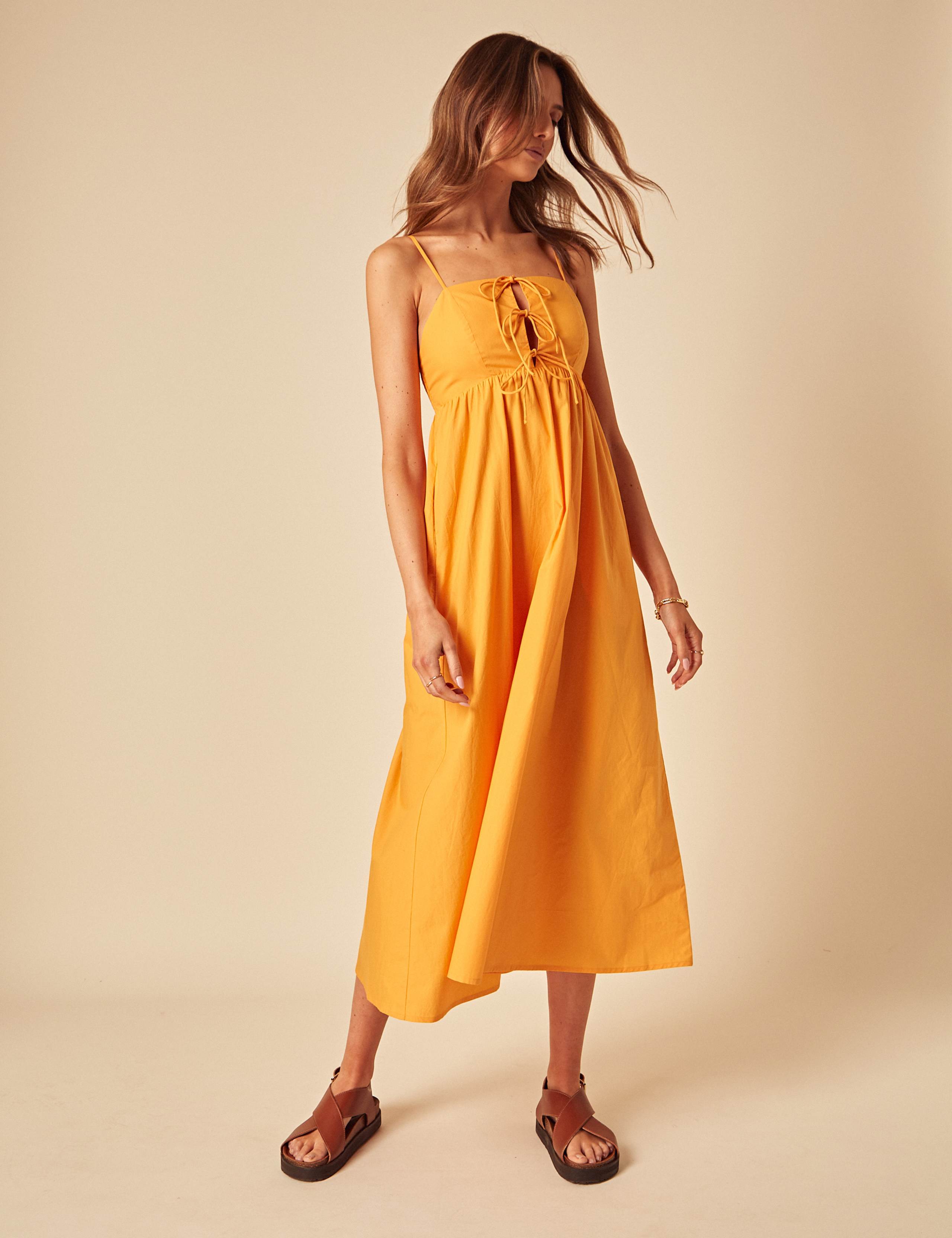 Pure Cotton Strappy Tie Front Midaxi Swing Dress 5 of 5