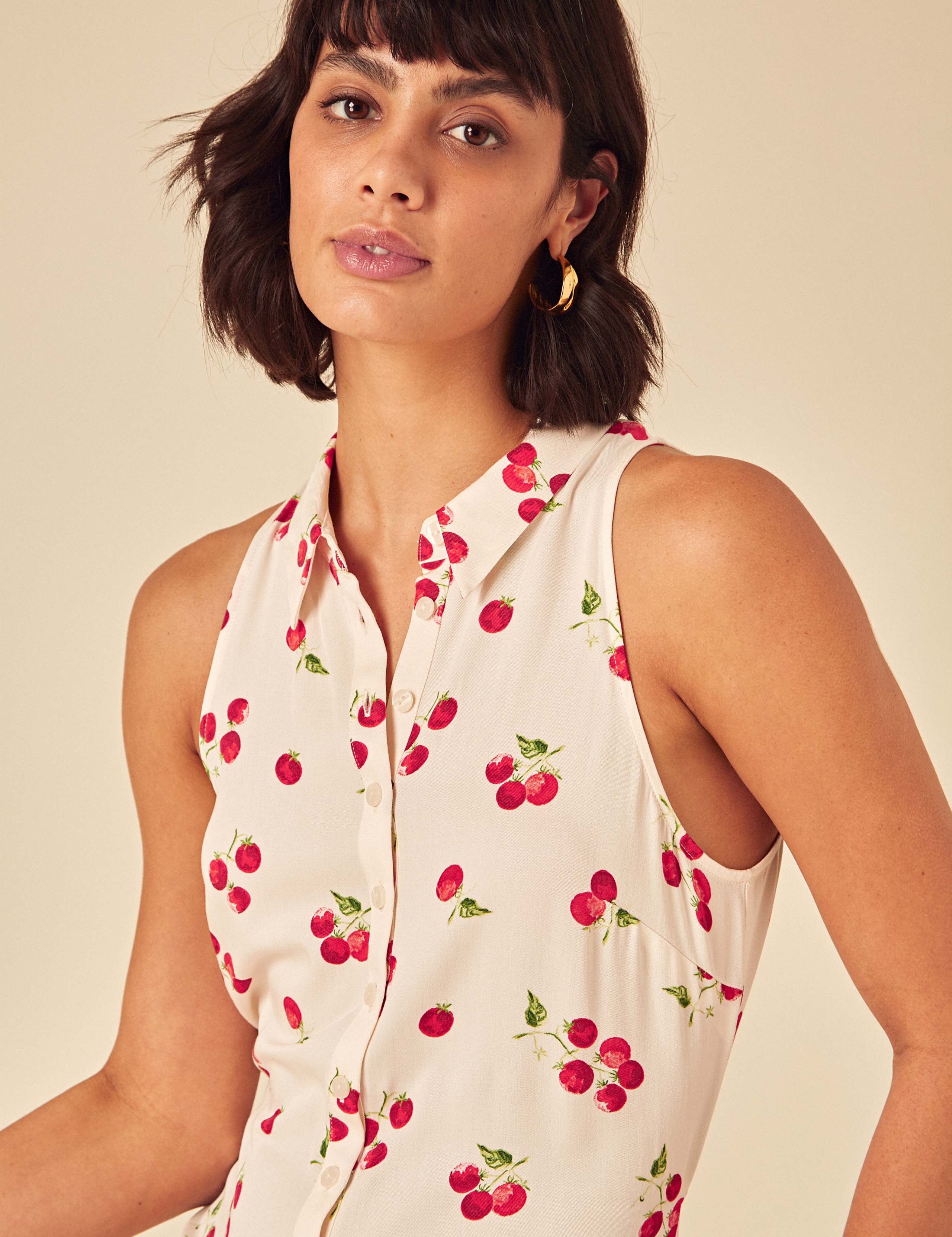 Tomato Print Midi Shirt Dress 3 of 5