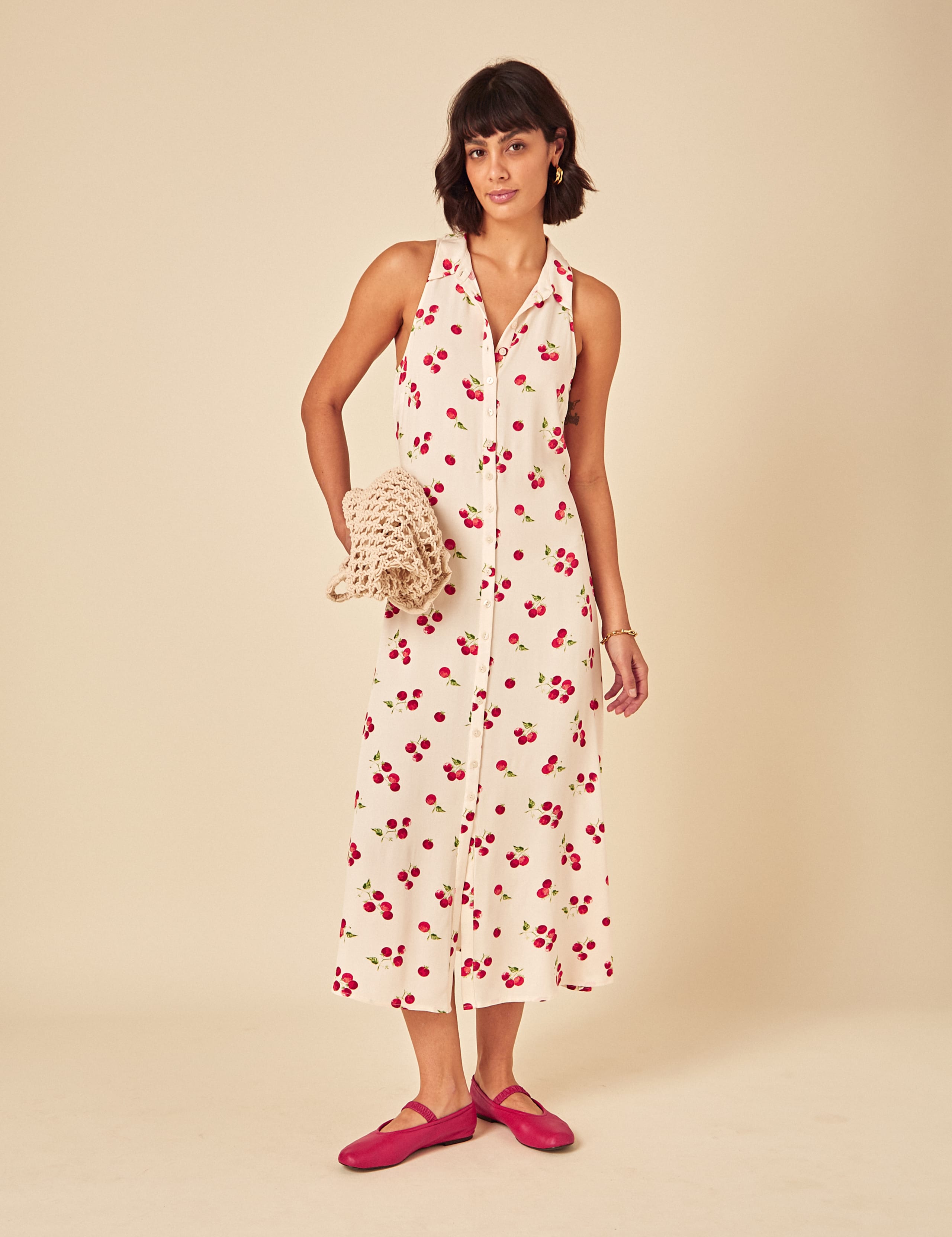 Tomato Print Midi Shirt Dress 5 of 5