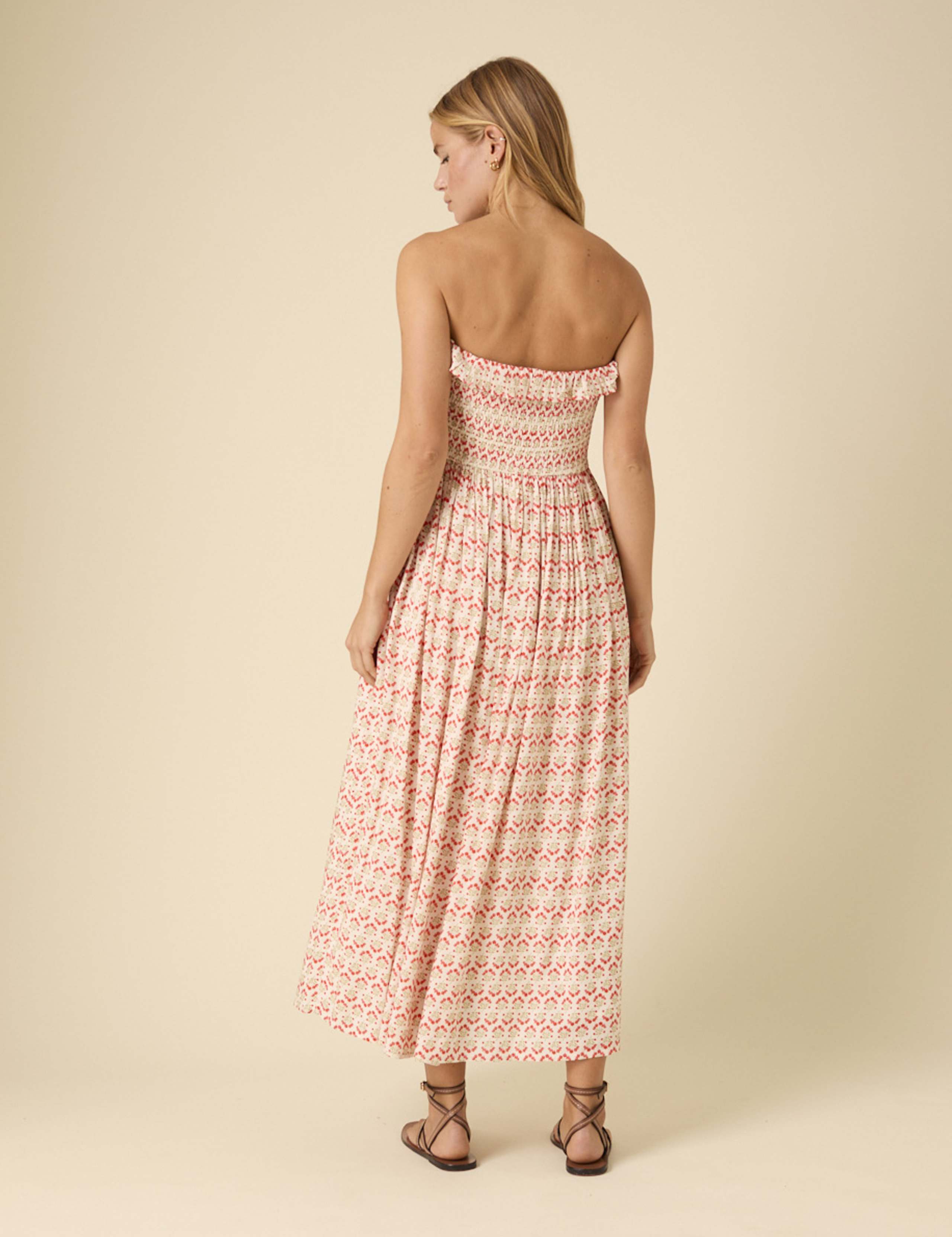 Geometric Bandeau Midi Waisted Dress 2 of 5