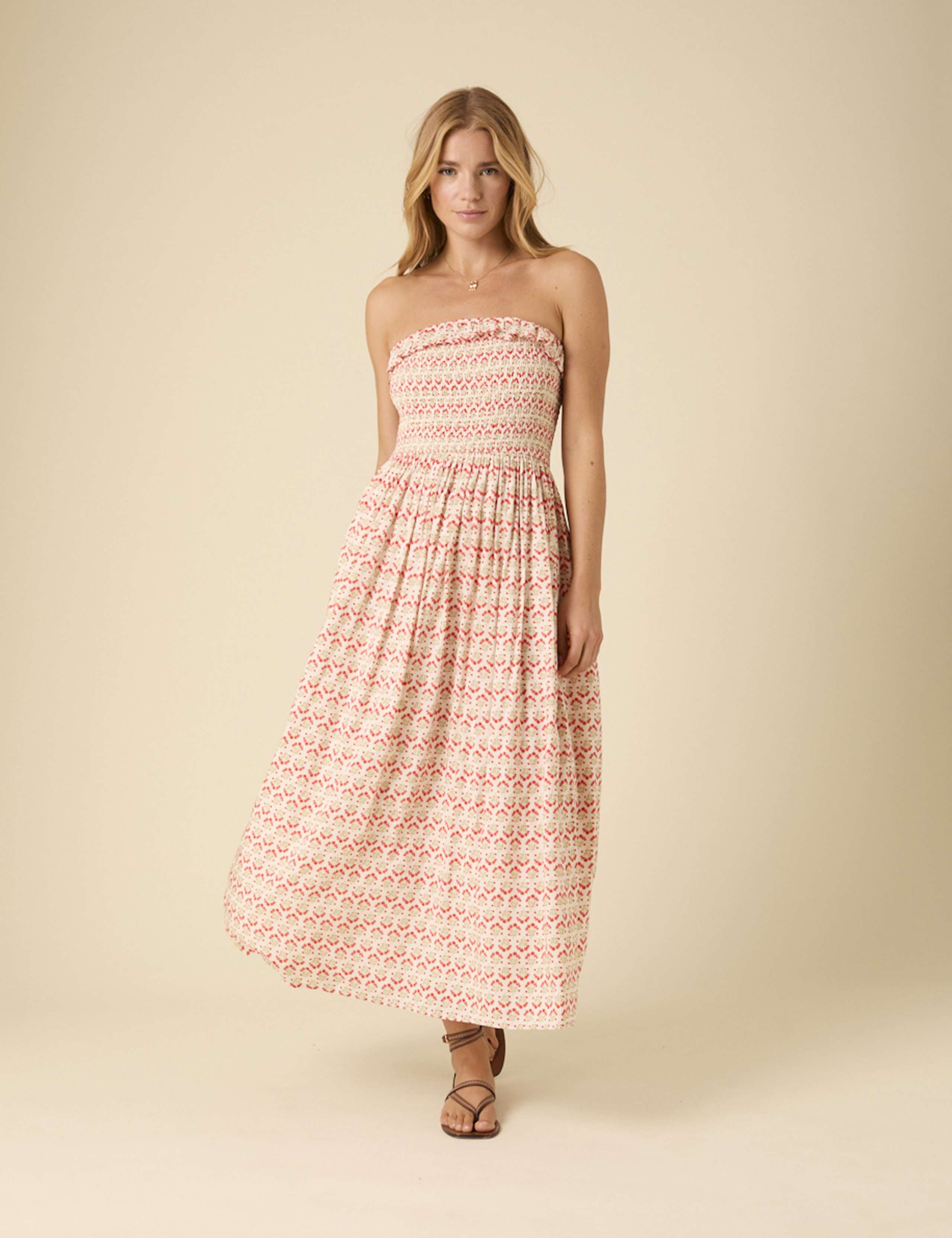 Geometric Bandeau Midi Waisted Dress 5 of 5