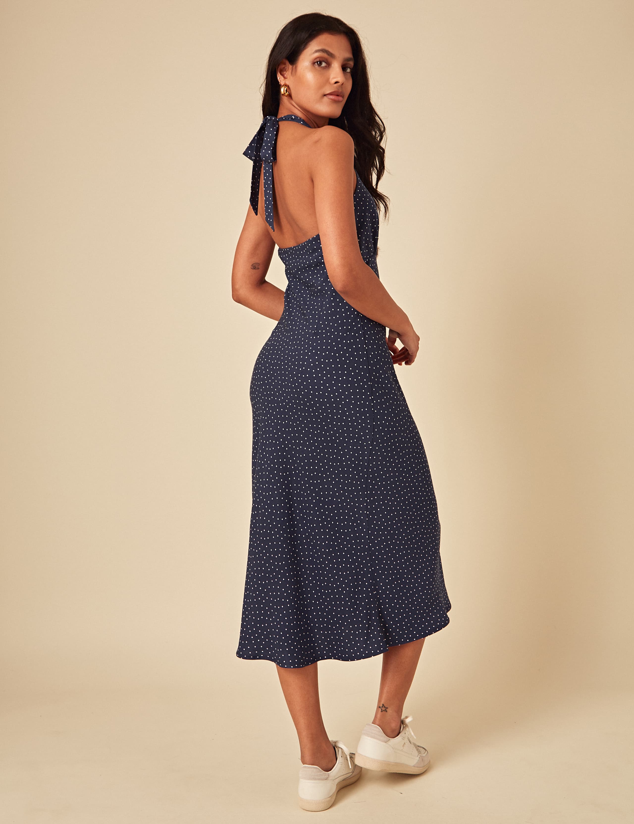 Polka Dot Halter Neck Midaxi Slip Dress 2 of 4
