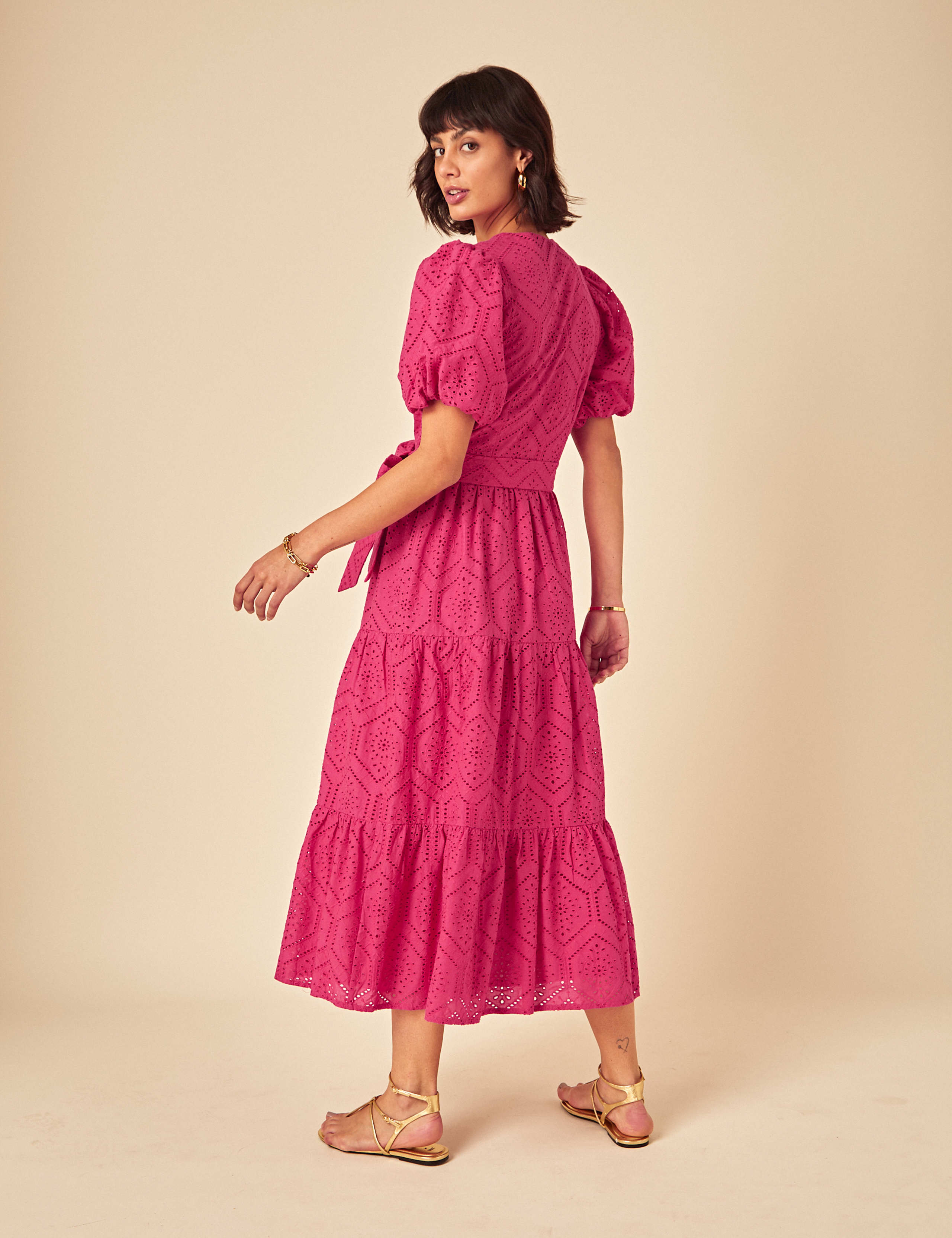 Pure Cotton Broderie Midaxi Tiered Dress 2 of 4
