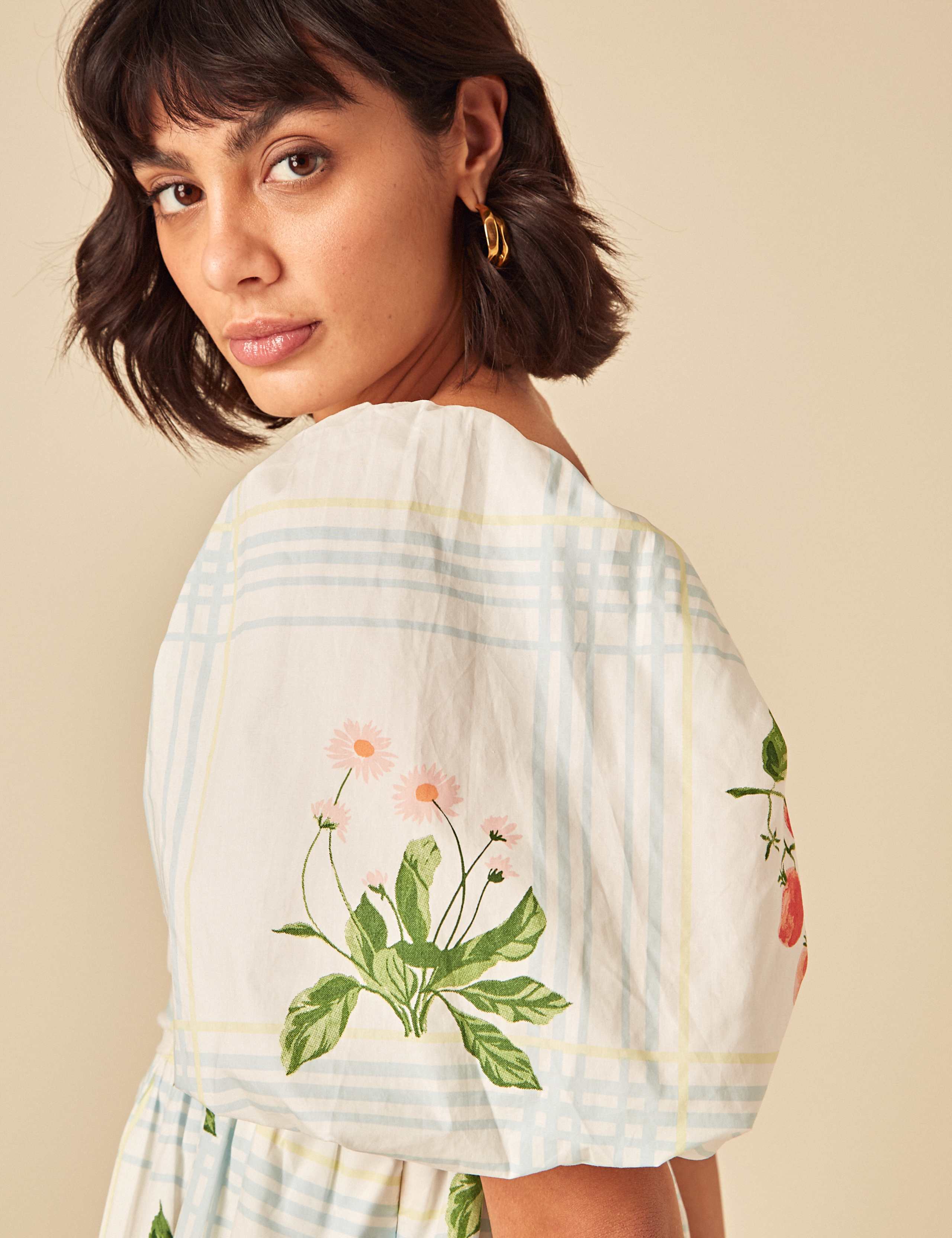 Lyocell Rich Printed Mini Smock Dress 4 of 5