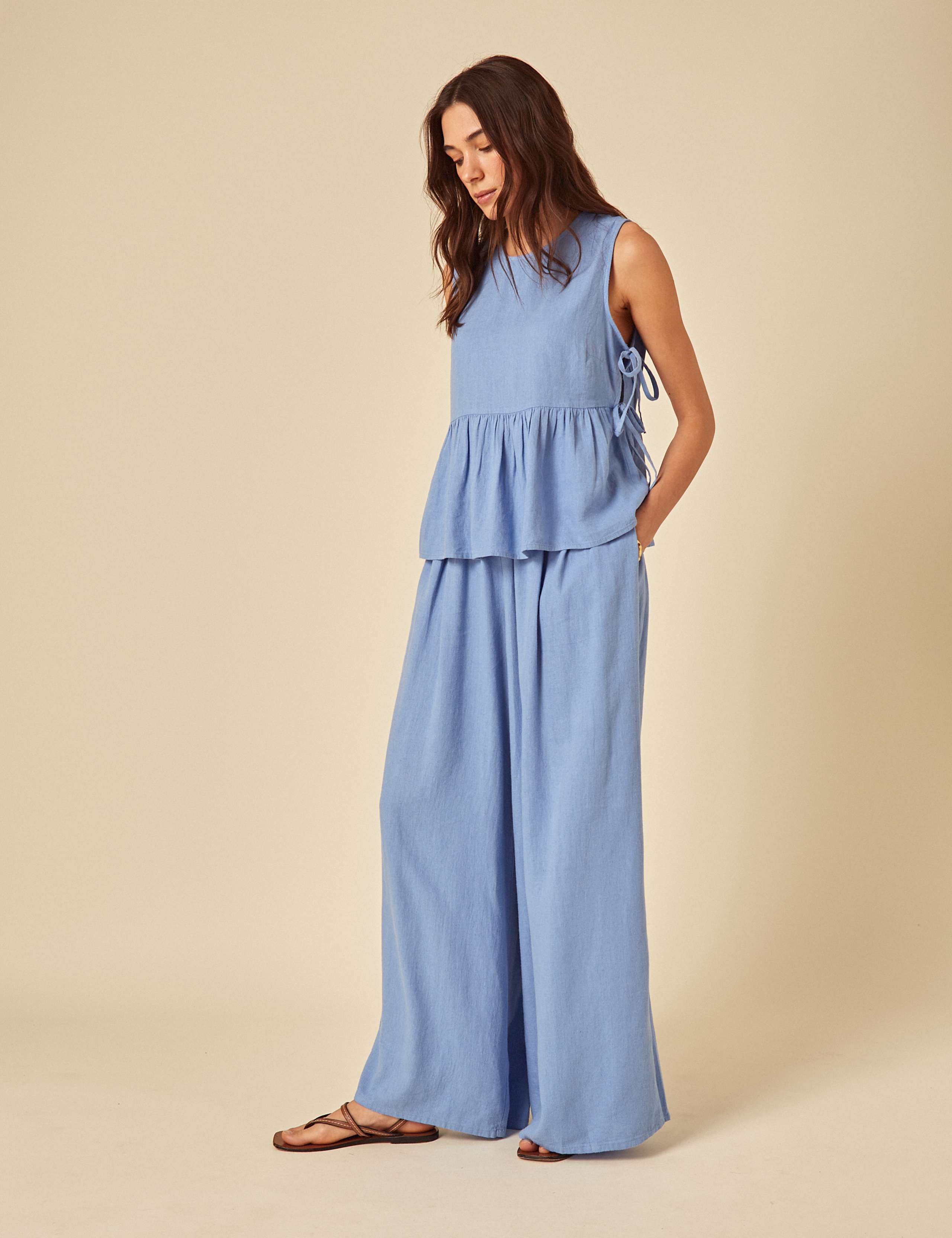 Linen Rich Peplum Top 2 of 5